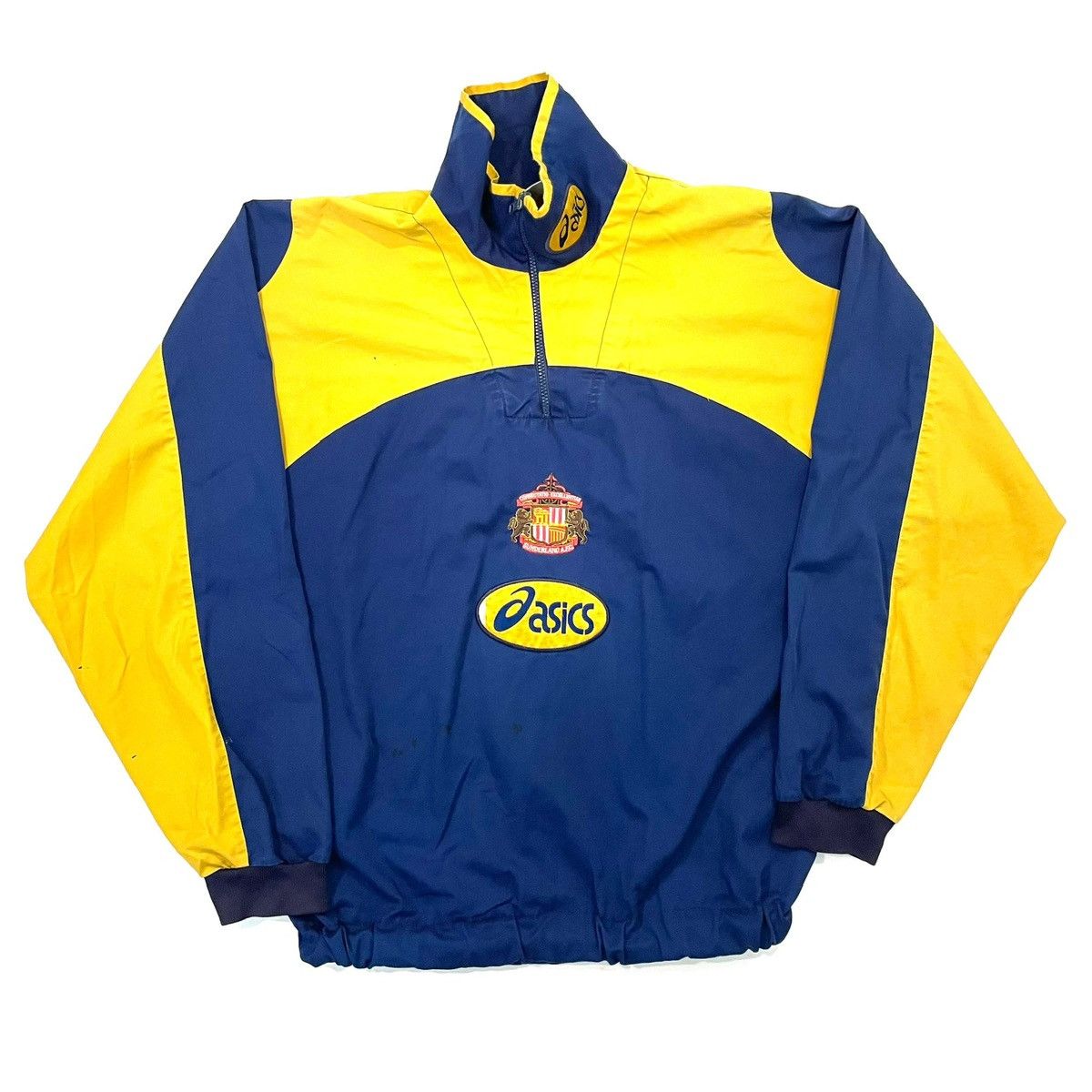 image of Asics Sunderland Afc Light Anorak Jacket Soccer Sport 90's in Navy Yellow, Men's (Size XL)