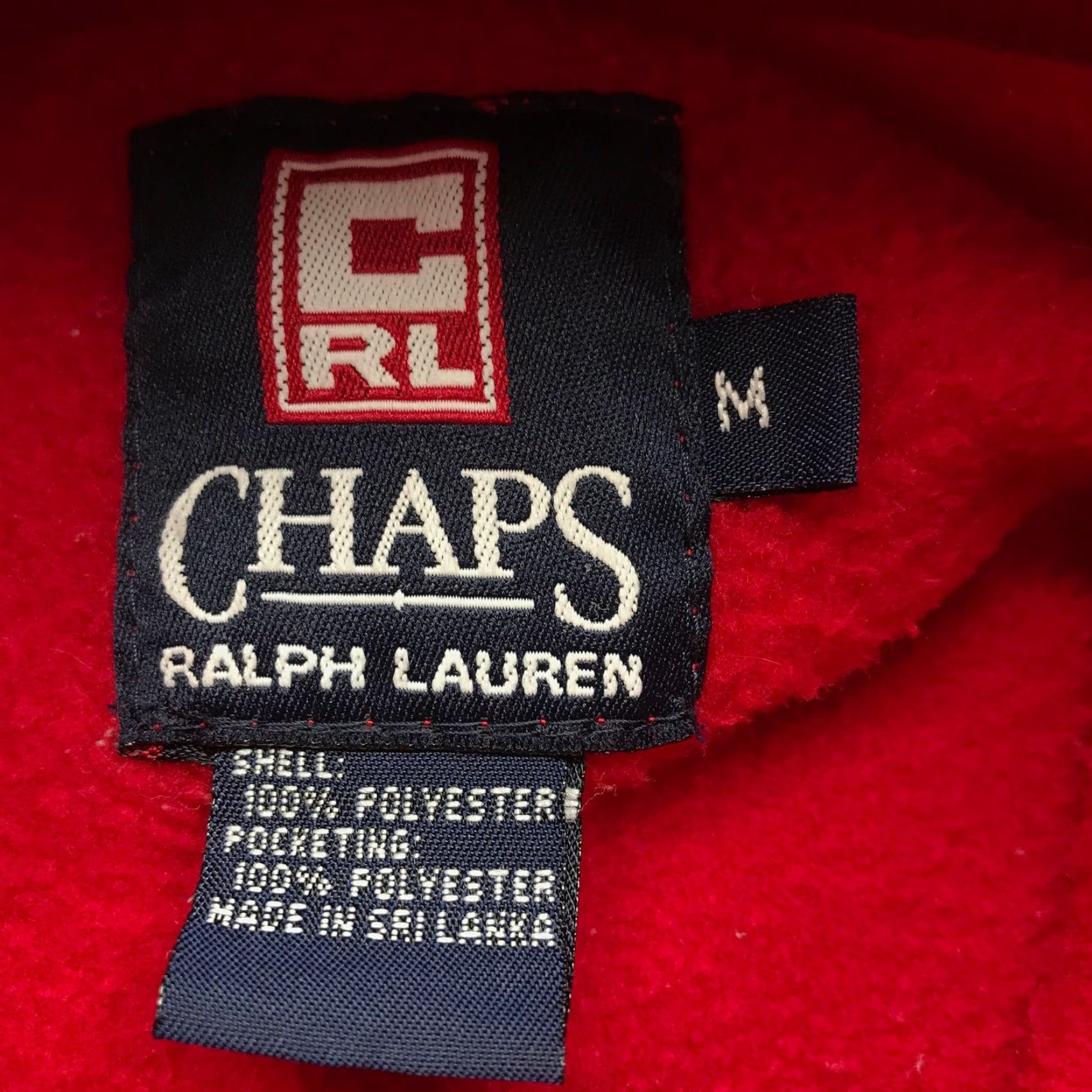 Ralph Lauren VINTAGE Chaps Ralph Lauren Fleece 1/4 Zip Pullover Sweater Men M Red Logo Knit Warm Casual Mens 1990s 80s Retro Vintage Size US M / EU 48-50 / 2 - 3 Thumbnail