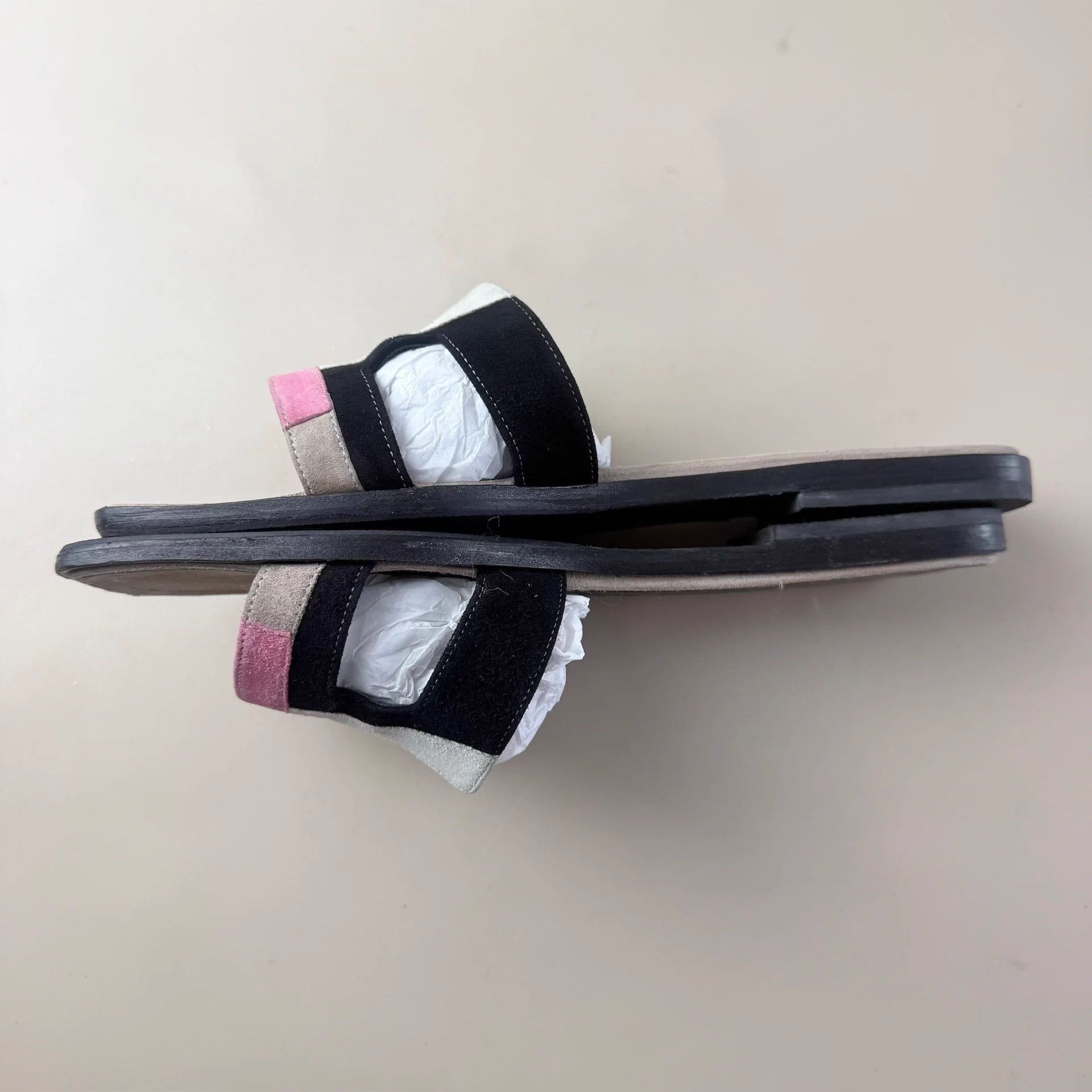 Hermes Hermes geometric colorblock suede H slippers EUR 36.5 Size US 5.5 / IT 35.5 - 4 Thumbnail