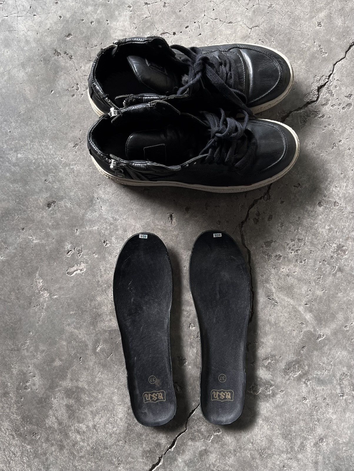 ASH Ash Black Leather High Top Sneakers Size US 7 / IT 37 - 8 Thumbnail