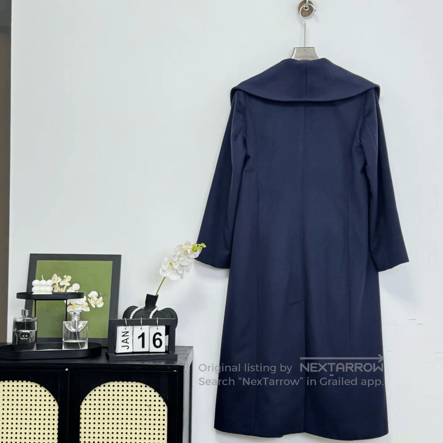 Max Mara Maxmara Dark Blue Water Ripple Coat. Size S / US 4 / IT 40 - 4 Thumbnail