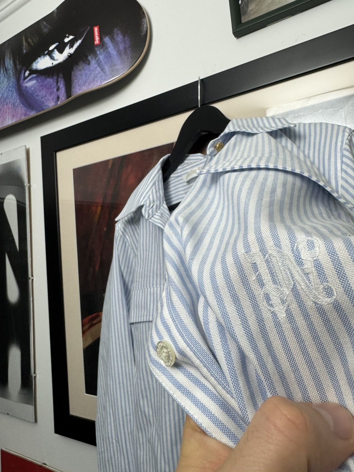 Palm Angels Palm Angels Striped Shirt Designer Mini Logo Avant Garde Size US M / EU 48-50 / 2 - 4 Thumbnail
