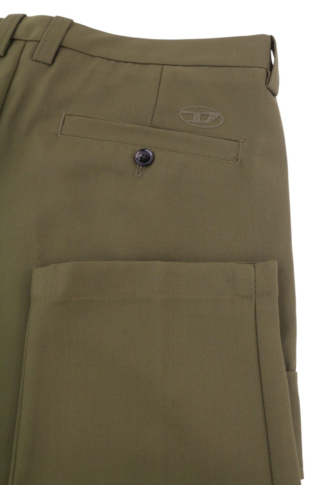 P-RHEE-NW W33 Green Wool Blend Pleated Zip Cargo 85376