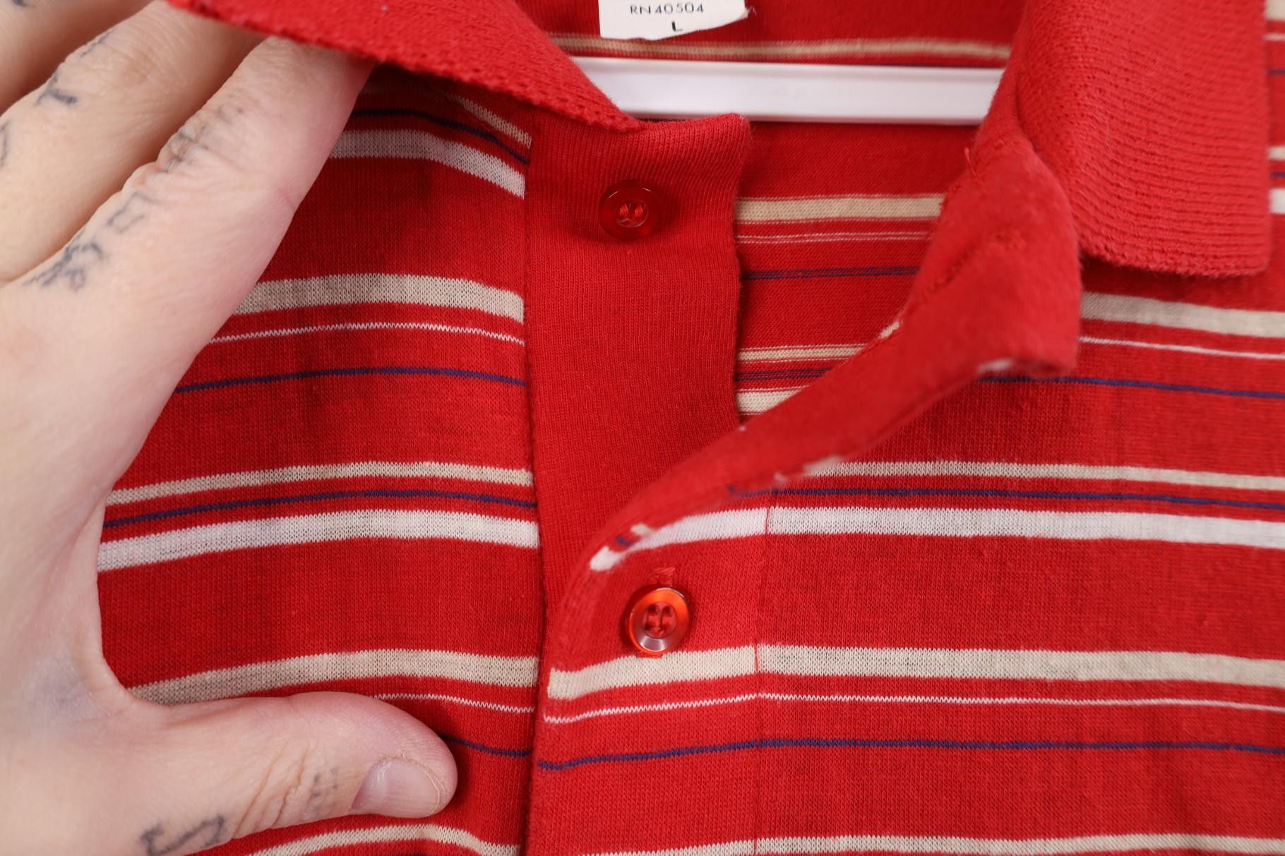Vintage Vintage 70s 80s Streetwear Block Knit Golf Polo Shirt Red Size US L / EU 52-54 / 3 - 5 Thumbnail