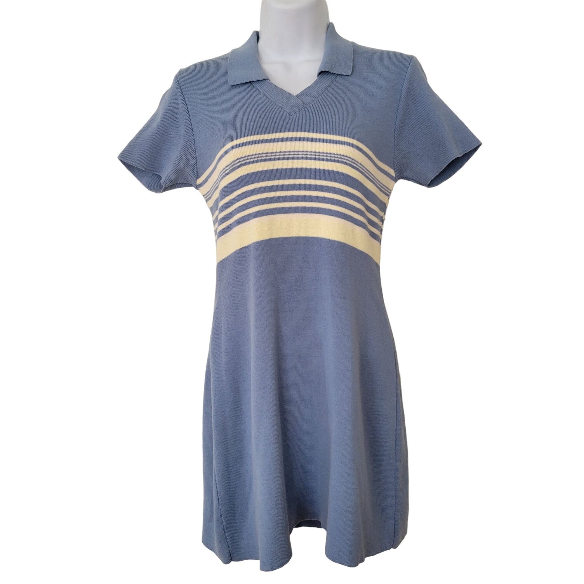 Vintage Vintage Rampage Blue Yellow Striped Knit Polo Sweater Dress Size M / US 6-8 / IT 42-44 - 1 Thumbnail