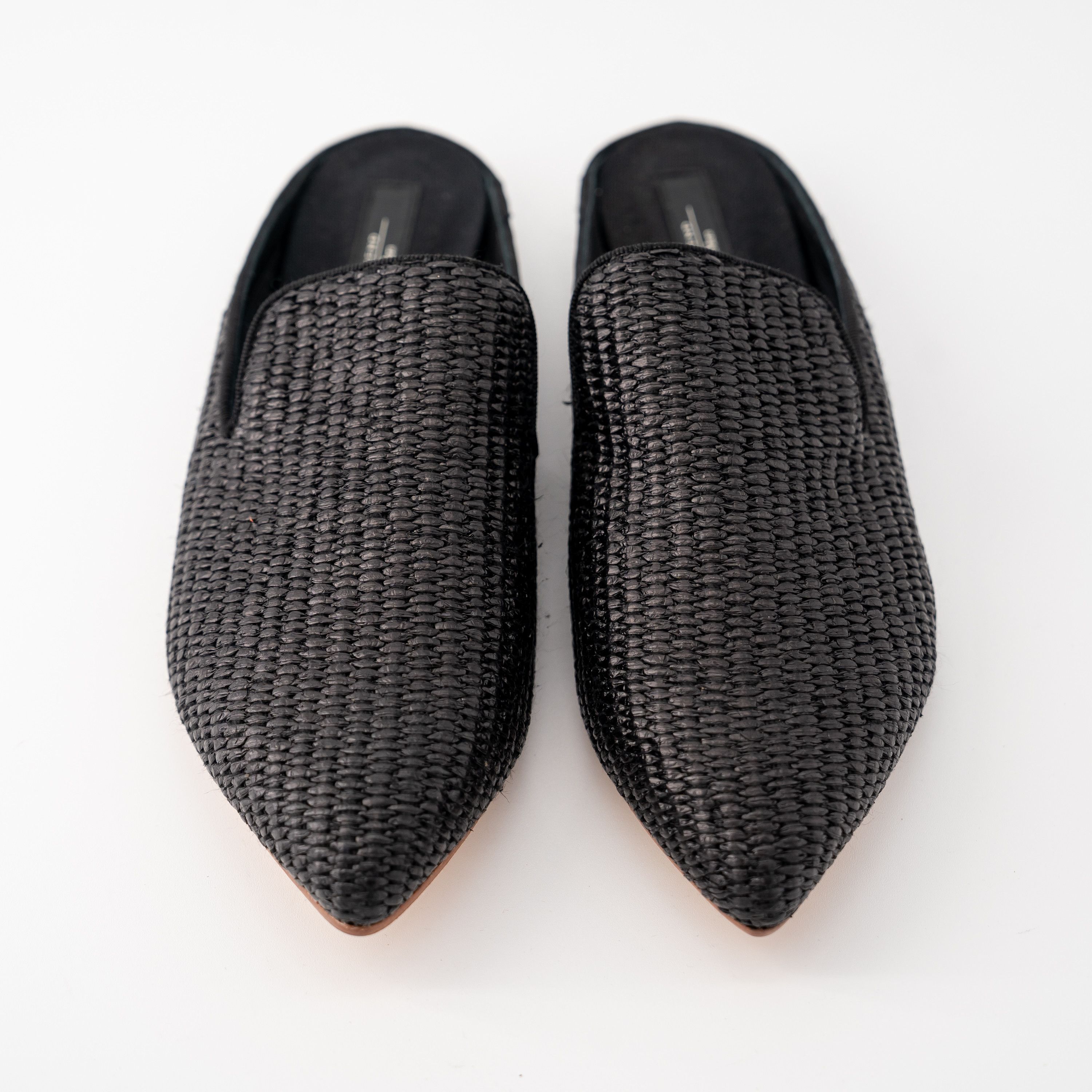 Weekend Max Mara 40 Max Mara Weekend Black Tela Raffia Mules Slippers Slip on Size US 10 / IT 40 - 3 Thumbnail
