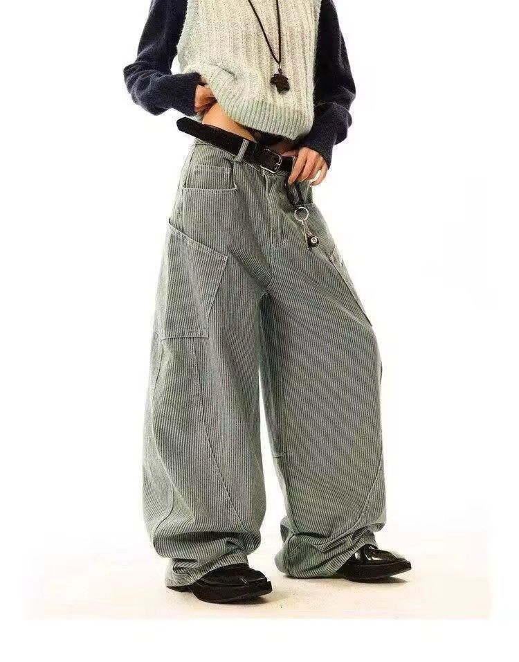 Designer × Vintage Streetwear Striped Loose Baggy Wide Leg Trousers Pants Y2k Size US 35 - 5 Thumbnail