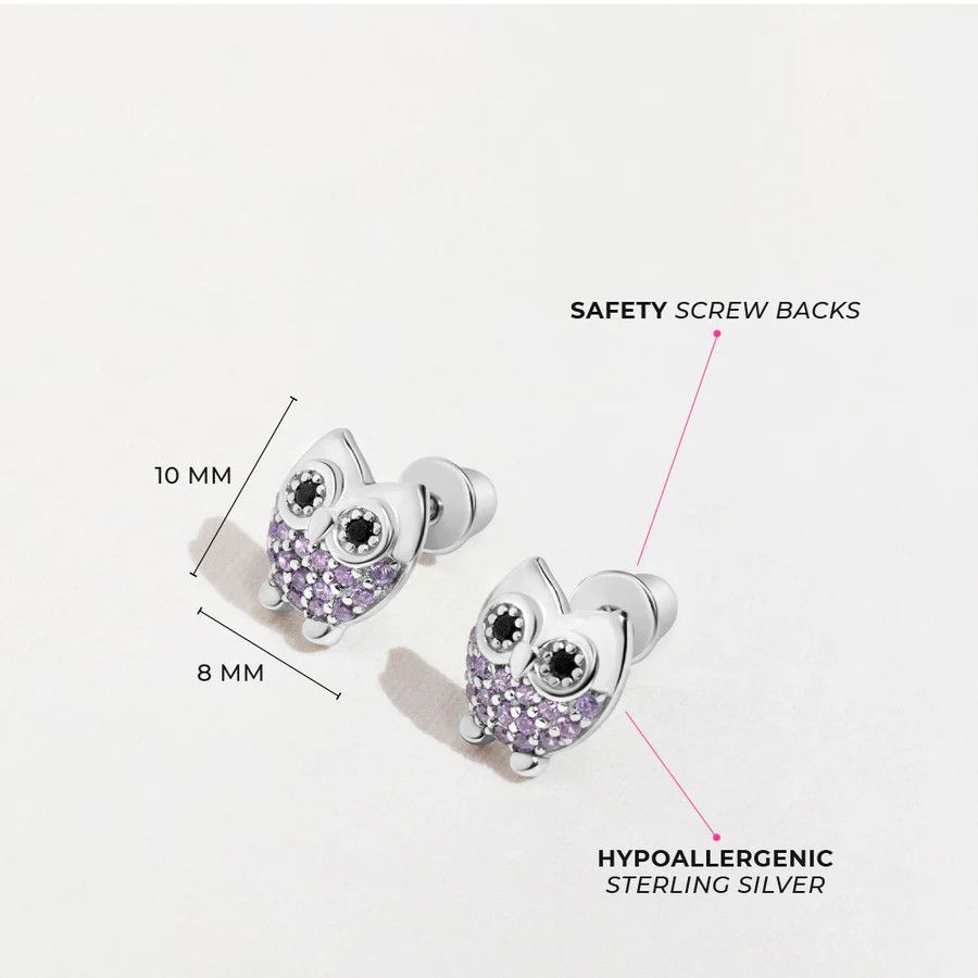 Other Hoot CZ Owl Baby / Toddler / Kids Back - Sterling Silver Size ONE SIZE - 2 Thumbnail
