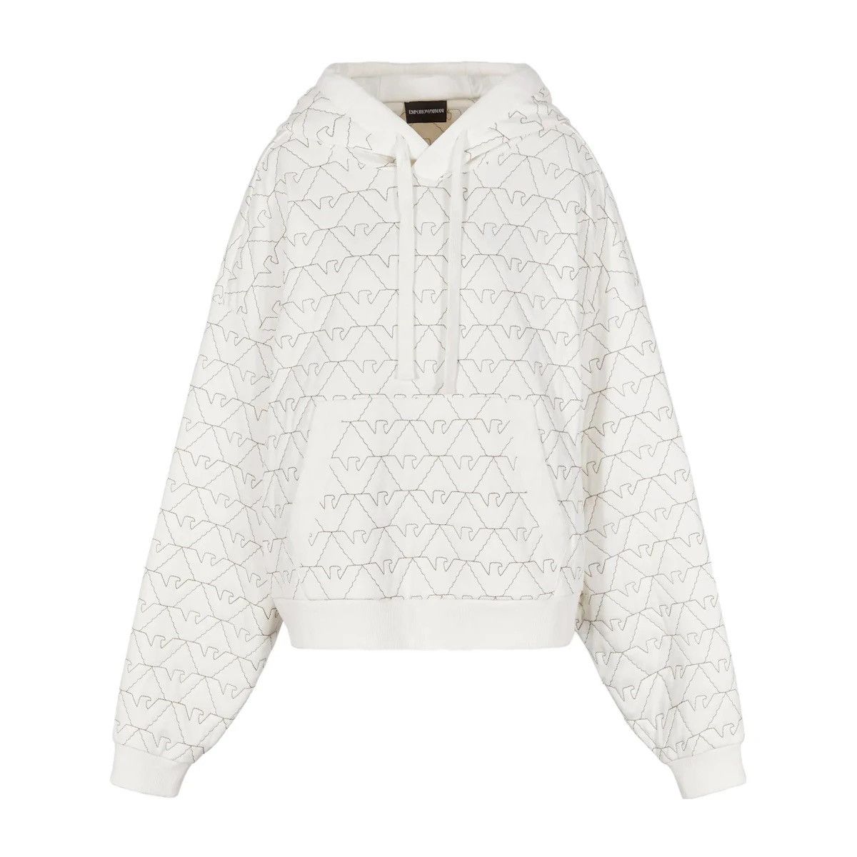 Emporio Armani Emporio Armani Women Quilted Monogram Hoodie White Oversized Size XL / US 12-14 / IT 48-50 - 2 Thumbnail