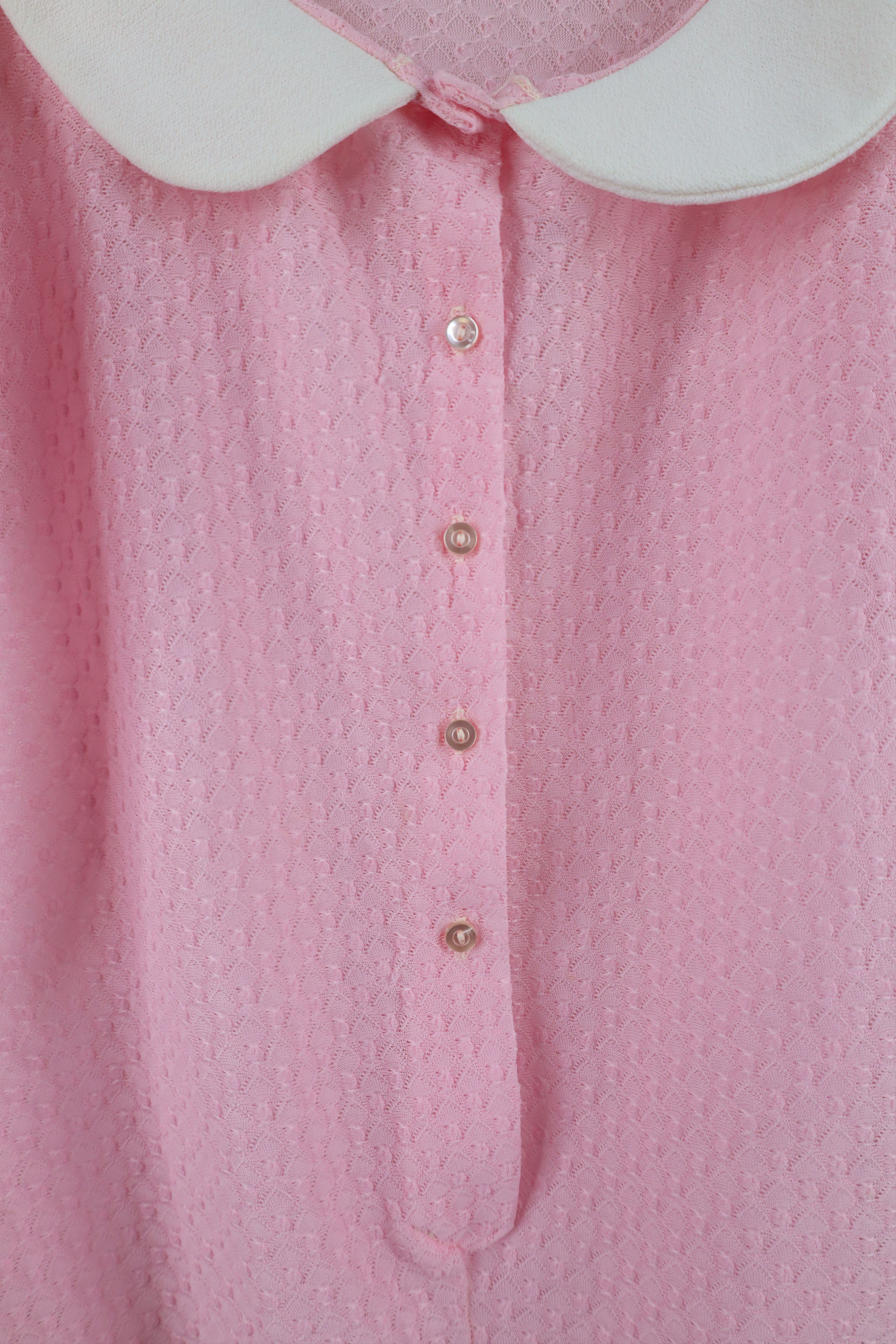 Vintage Vintage 60s 70s Rockabilly Collared Body Suit Pink USA Size L / US 10 / IT 46 - 4 Thumbnail