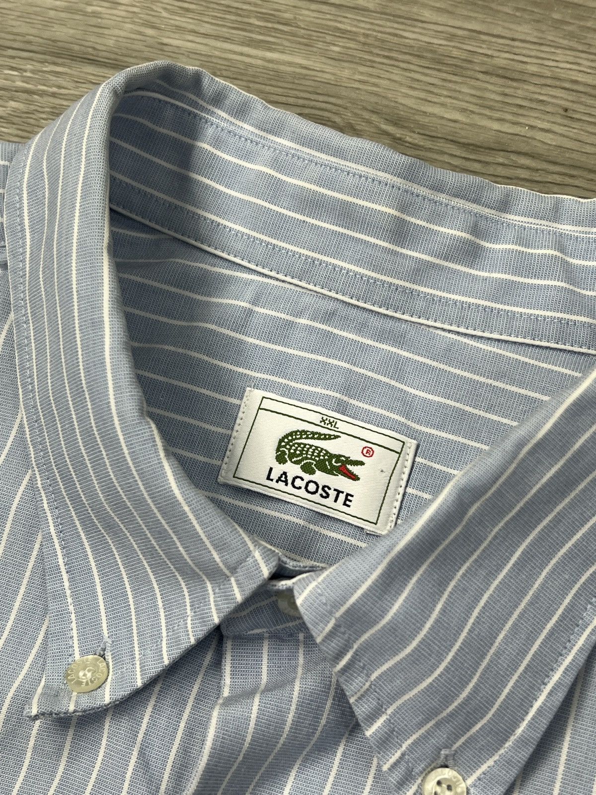 Lacoste Lacoste Short Sleeve Striped Button Down Shirt Grey Size XXL Size US XXL / EU 58 / 5 - 4 Thumbnail