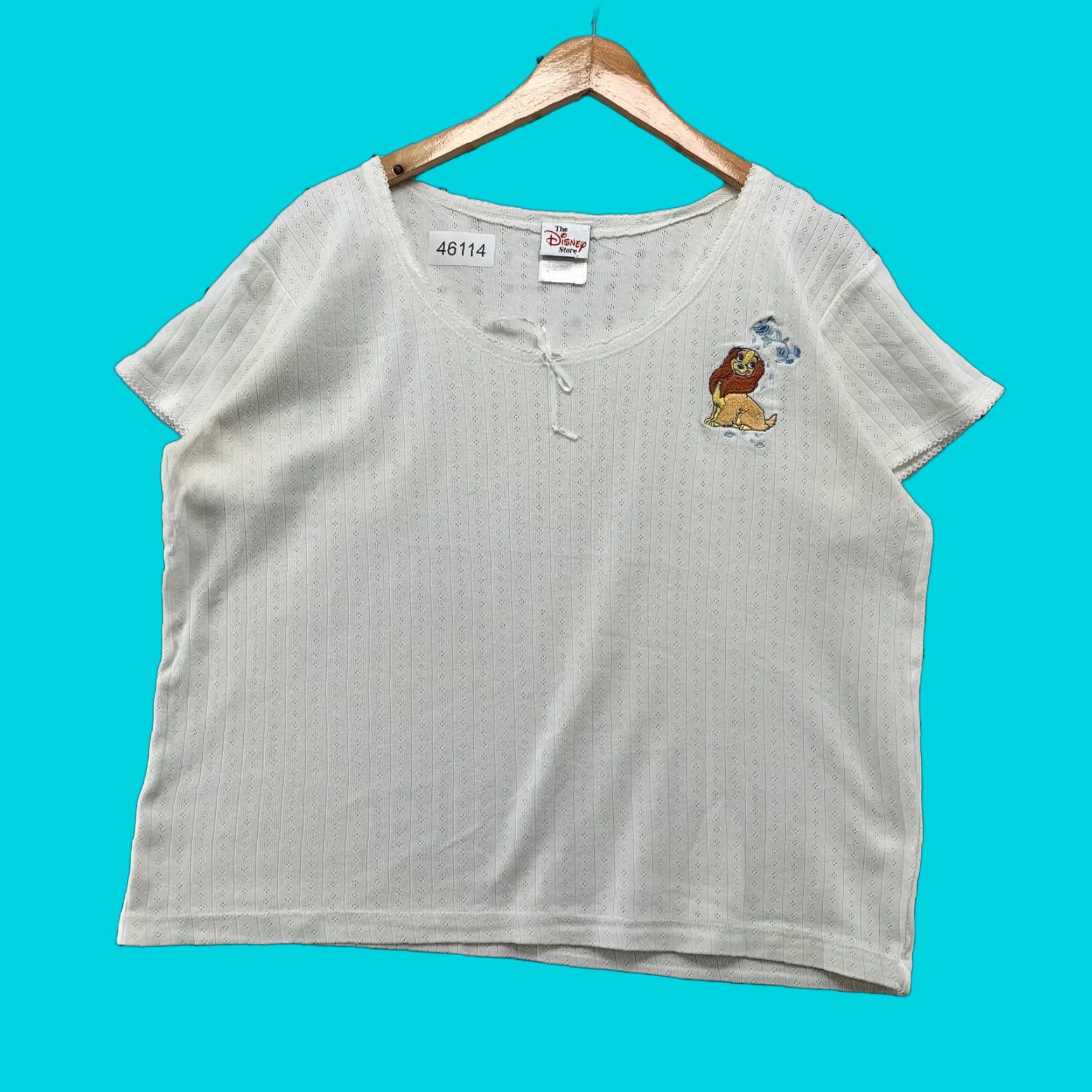 Disney VINTAGE Disney Lady Tramp Top Womens XL White Neck Tie Embroidered Movie Shirt Size XL / US 12-14 / IT 48-50 - 1 Thumbnail
