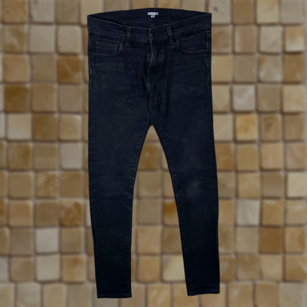 Carhartt Carhartt WIP Rebel Pant Black Skinny Fit Denim Jeans 28" x 32" Men Regular Zip Fly Logo 90s DC12 Size US 28 / EU 44 - 1 Thumbnail