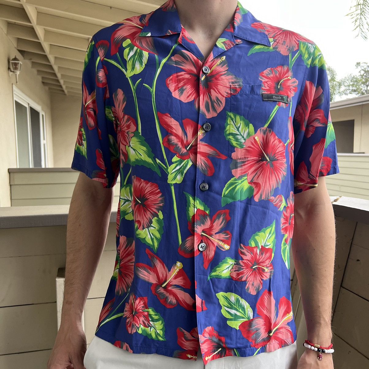 Image of Prada Hawaiian Shirt in Floral, Men's (Size XL)