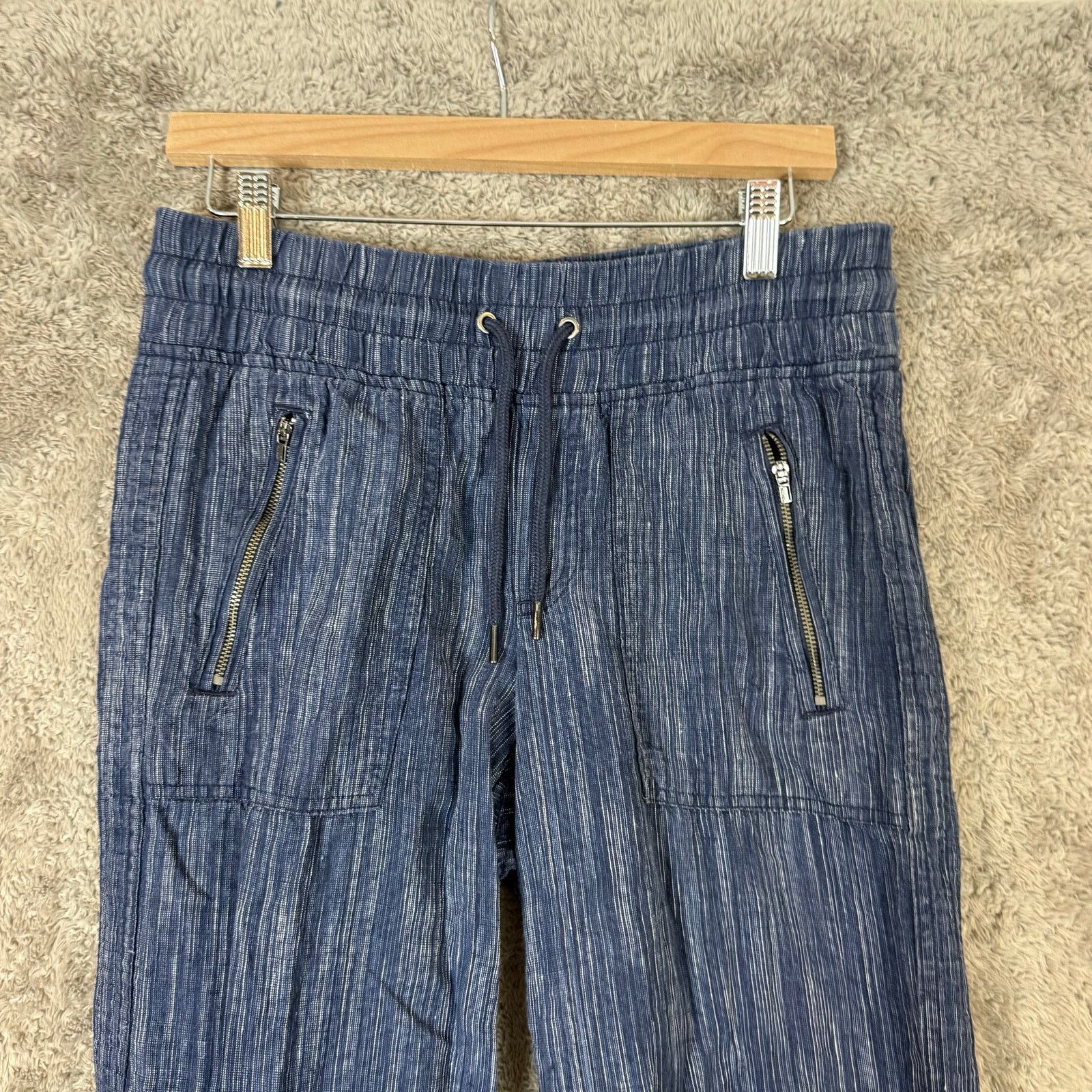 Athleta Athleta Cabo Linen Wide Leg Pant Women 4 Drawstring Blue Size 27" / US 4 / IT 40 - 3 Thumbnail