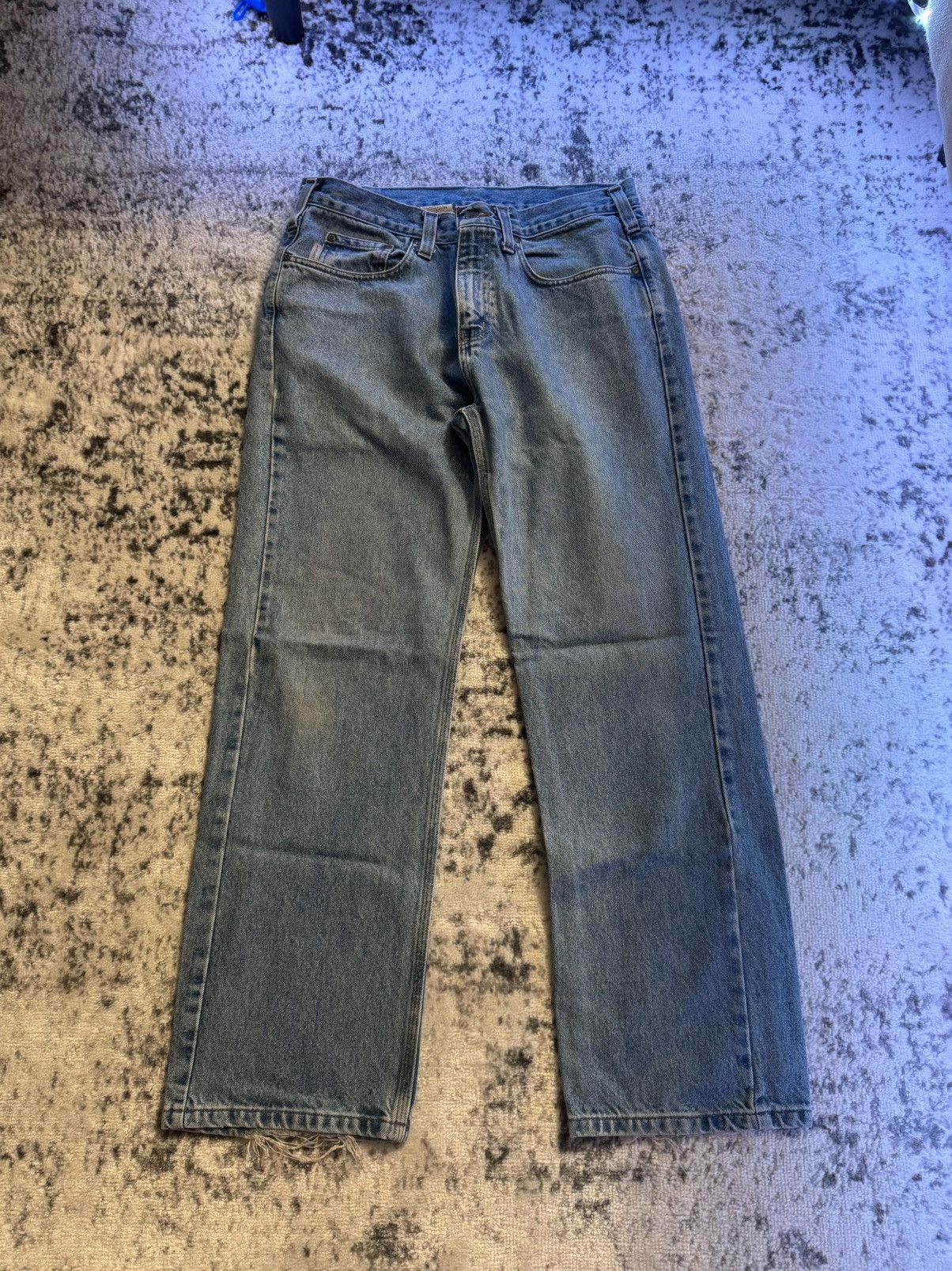 Carhartt × Vintage Vintage Carhartt Light Blue Denim Jeans B460 Size US 33 - 1 Thumbnail