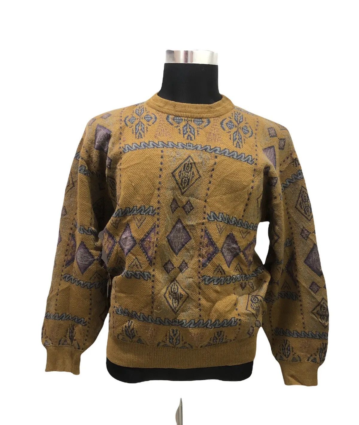 Japanese Brand SERAMIS Vintage AztecNordic Aran Isles Tribal Knit Sweater Size US L / EU 52-54 / 3 - 1 Thumbnail