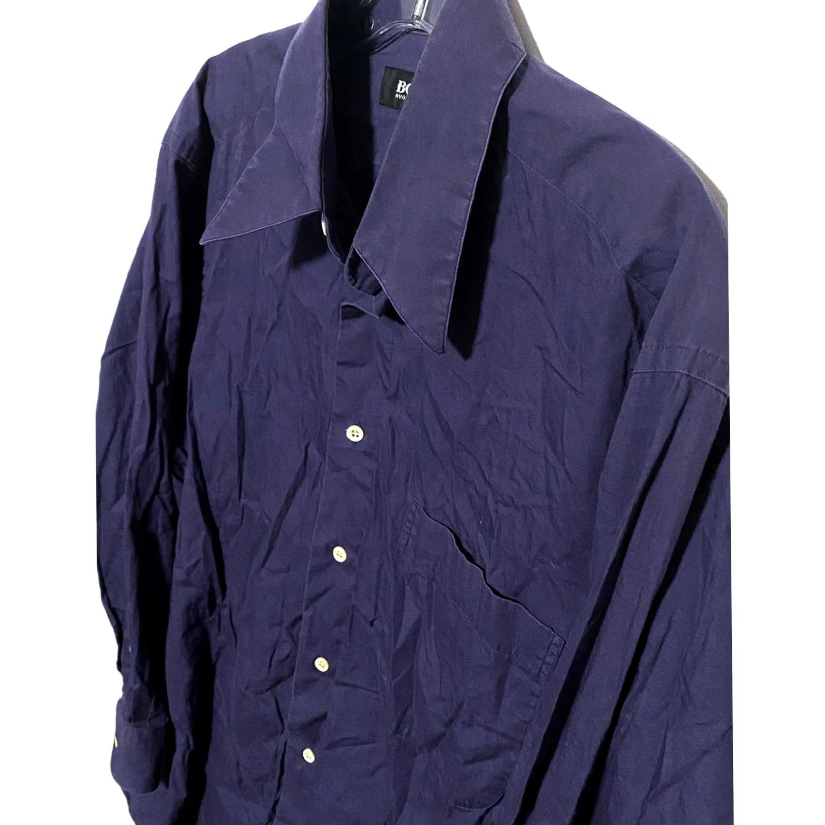 Vintage Boss Hugo Boss Dress Shirt 16 32-33 Cotton Quiet Luxury Career Work Long Sleeve Size 42R - 2 Thumbnail