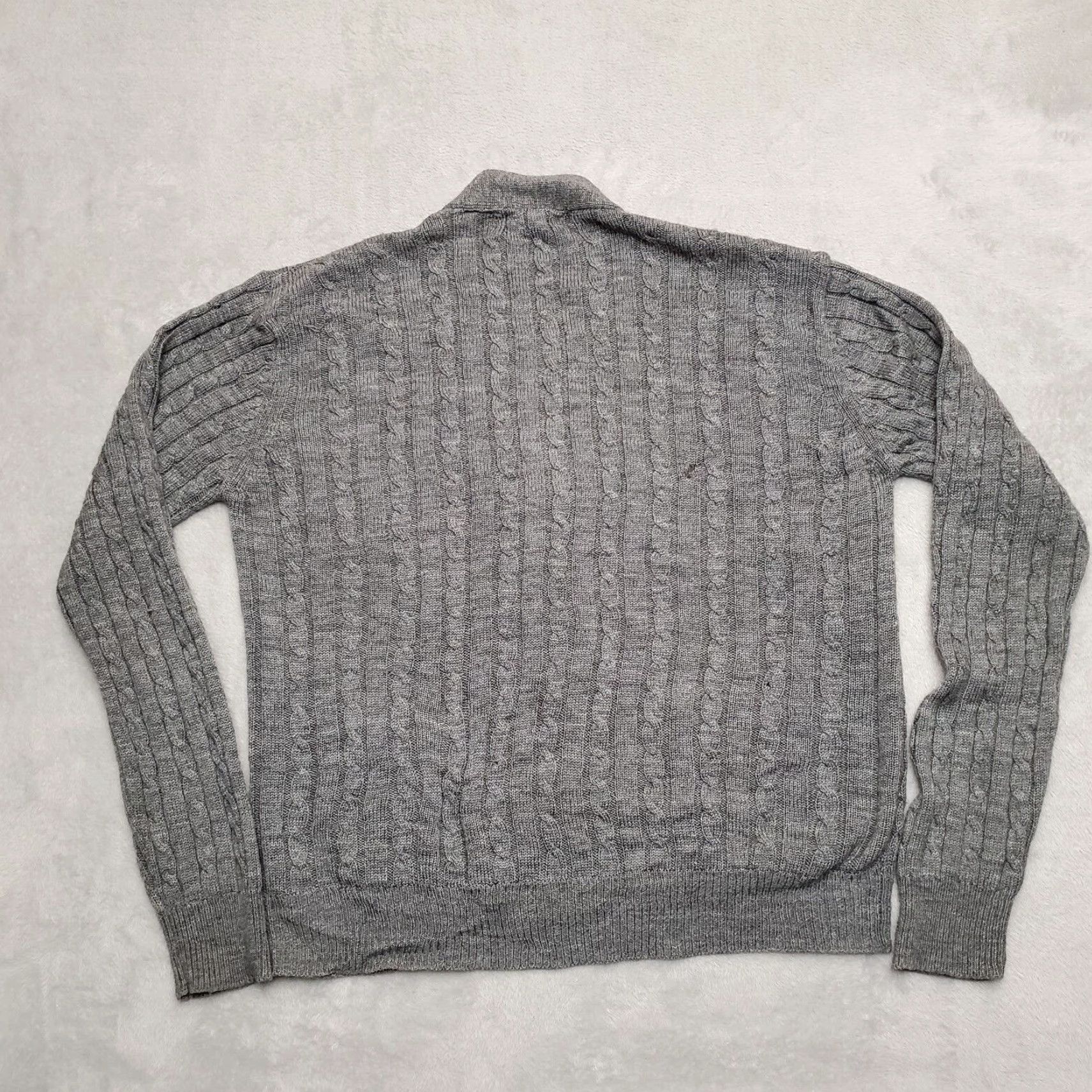 Vintage VTG Bengal Lancer Sweater Mens Large Gray Cable Knit Cardigan Grunge Kurt Cobain Size US L / EU 52-54 / 3 - 6 Thumbnail