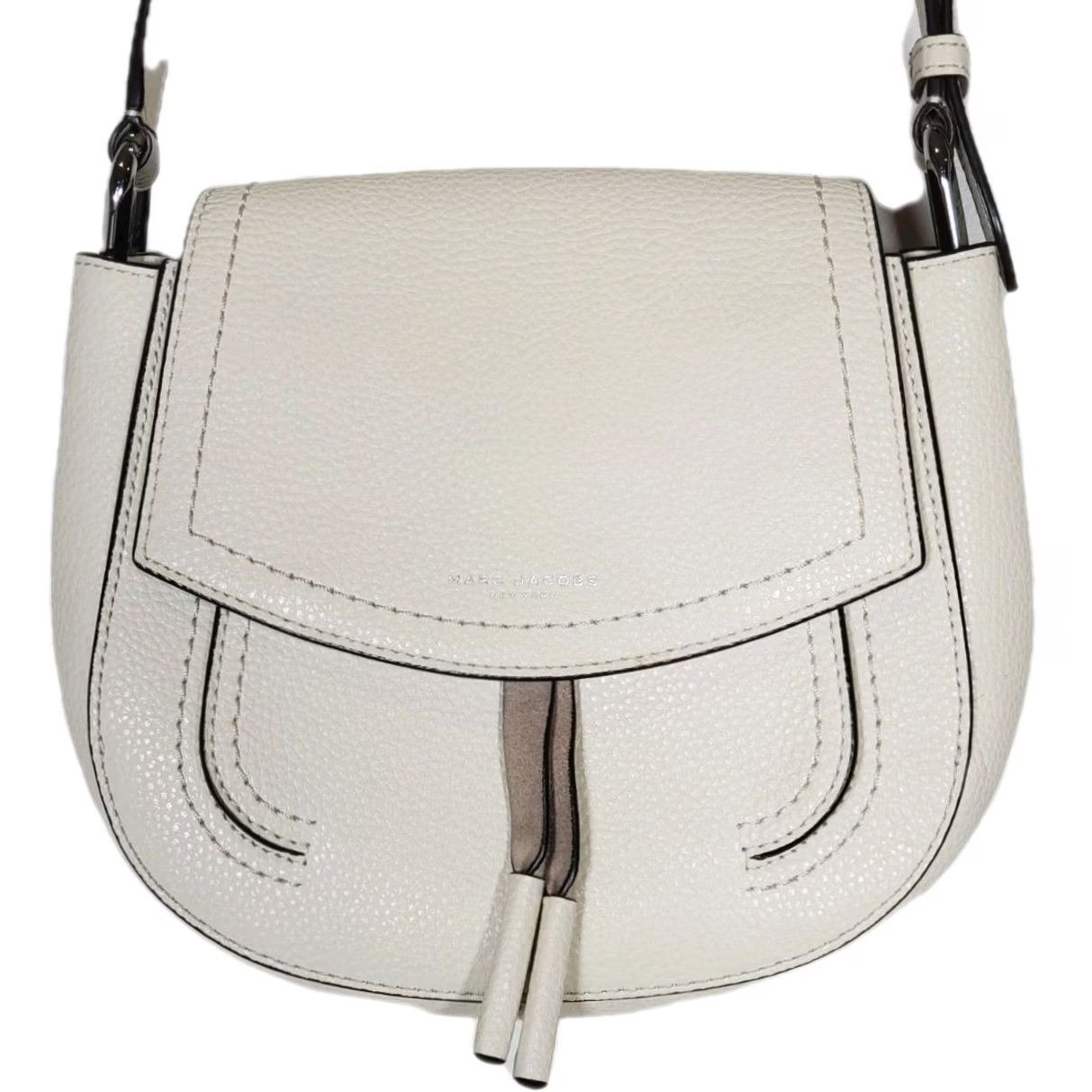 Marc Jacobs Marc Jacobs Maverick Shoulder Bag Cream Pebbled Leather Flap Front Saddle Bag Womens medium Canvas Leather EUC Size ONE SIZE - 2 Thumbnail