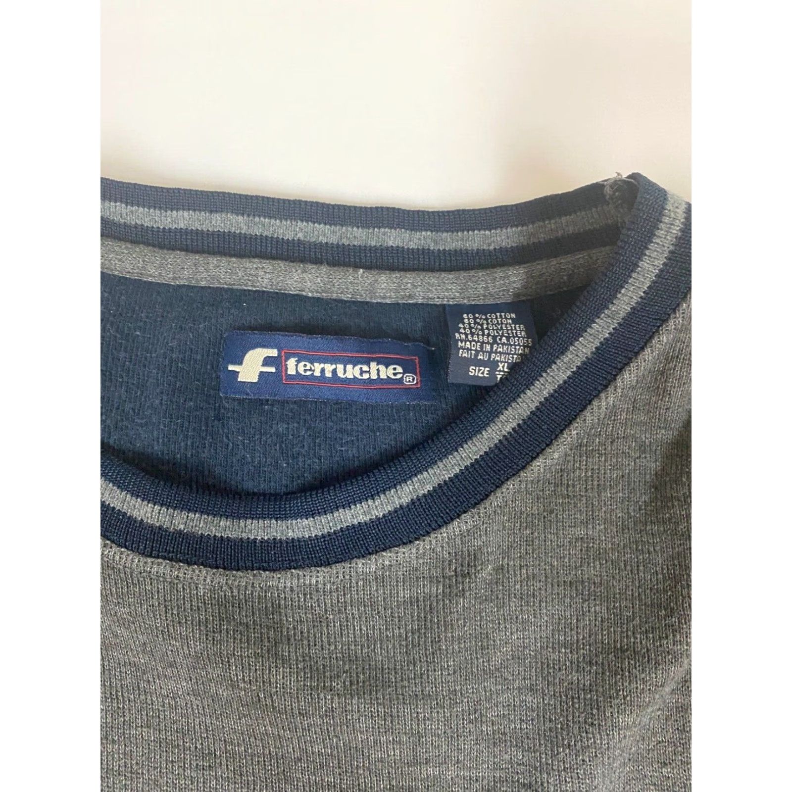Vintage Ferruche Mens Sweater XL Gray Crewneck Pullover Knit Cashmere Cotton Chunky-Knit Logo 1/4 Zip Vintage No? Size US XL / EU 56 / 4 - 5 Thumbnail