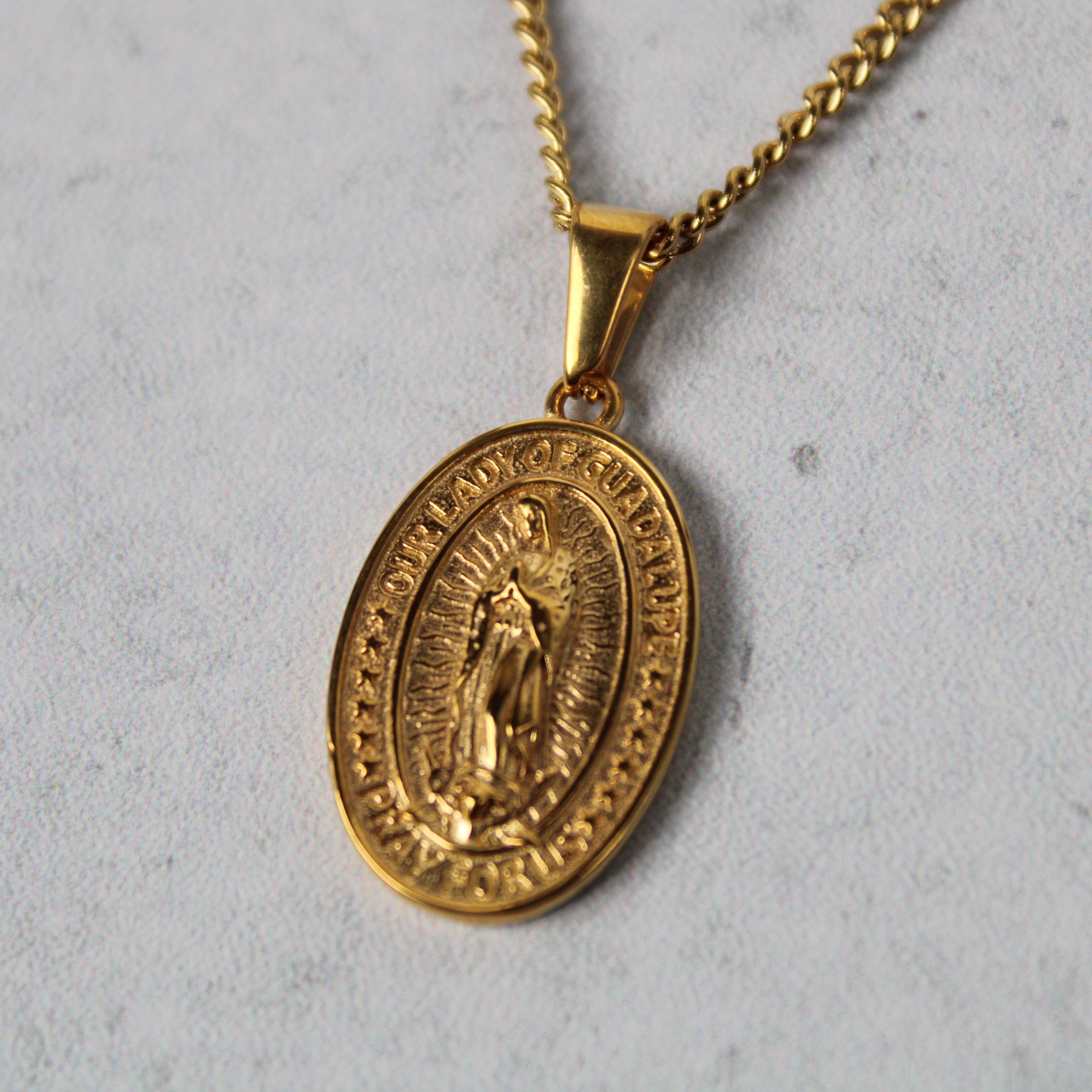 Jewelry Gold Lady of Guadalupe Pendant Chain Necklace Size ONE SIZE - 5 Thumbnail