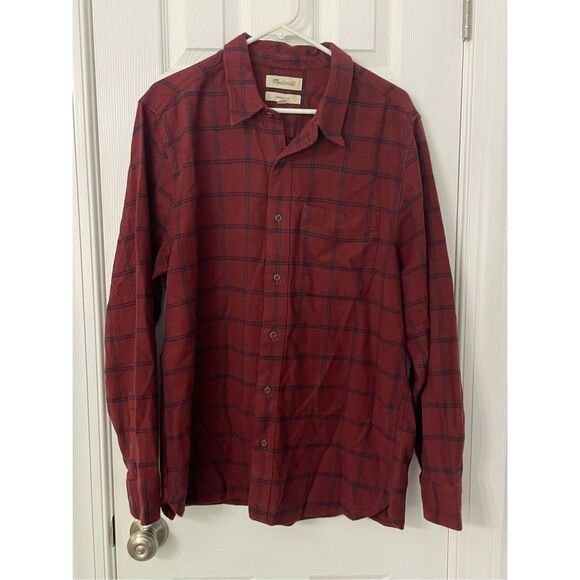 Madewell Madewell Women’s Perfect Fit Button-Up Plaid Shirt Red Navy Size L / US 10 / IT 46 - 1 Thumbnail