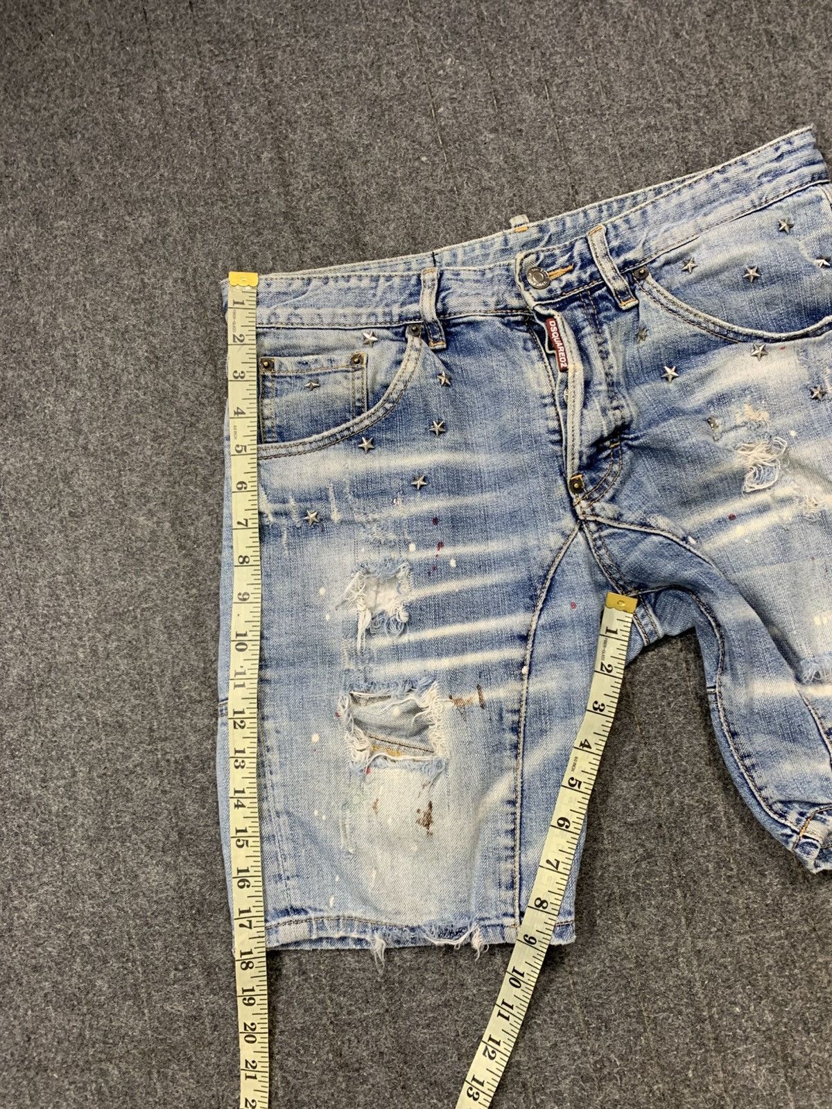 Dsquared2 Trashed Dsquared2 Caten Twins Star Stud Faded Indigo Denim Size US 33 - 15 Thumbnail
