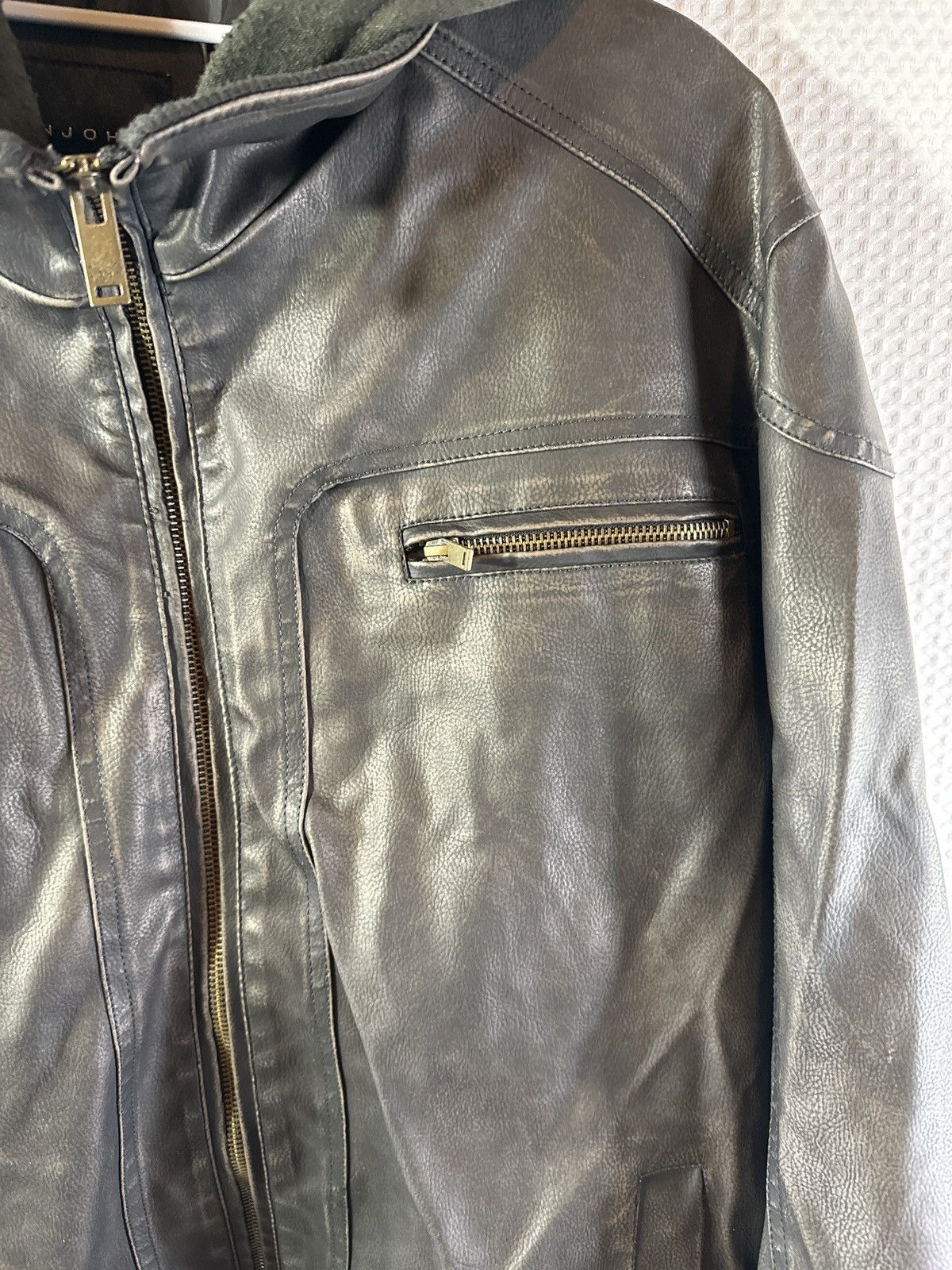 Sean John Sean John Vegan Leather Hooded Bomber Jacket Full Zip Size US XL / EU 56 / 4 - 5 Thumbnail