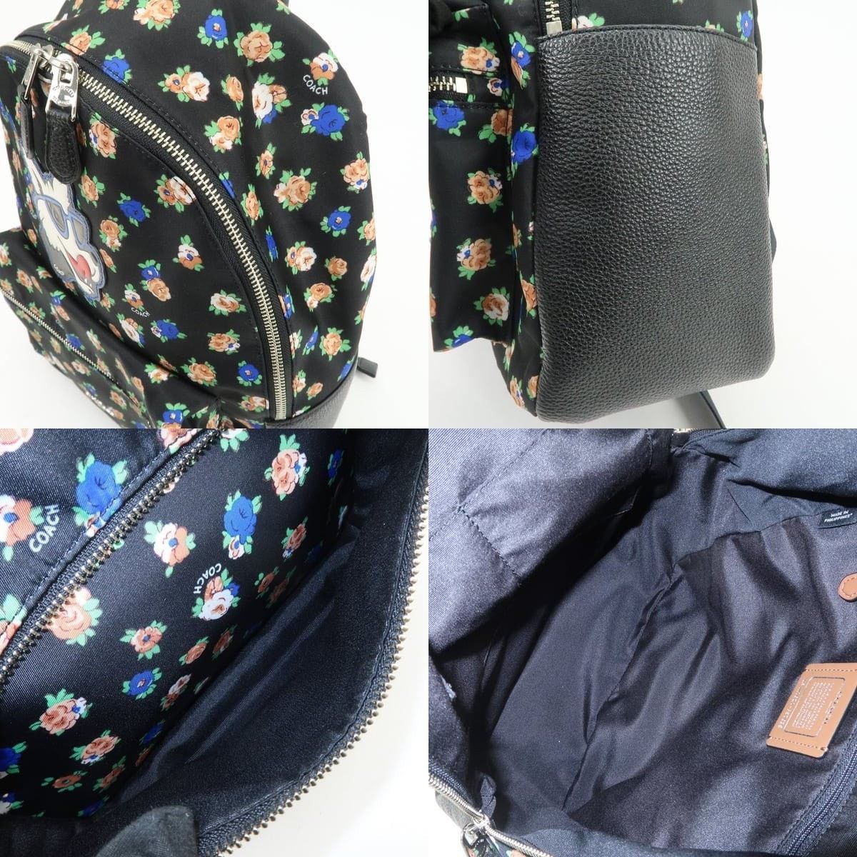 Coach Coach Charlie Floral Nylon & Leather Backpack Black Size ONE SIZE - 7 Thumbnail