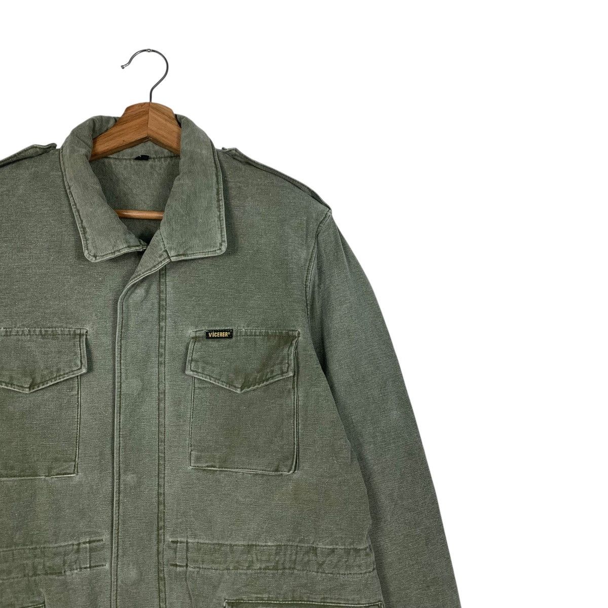 Japanese Brand VOCEVER Light Wash Olive Green Chore Jacket #1826-C27 Size US M / EU 48-50 / 2 - 5 Thumbnail