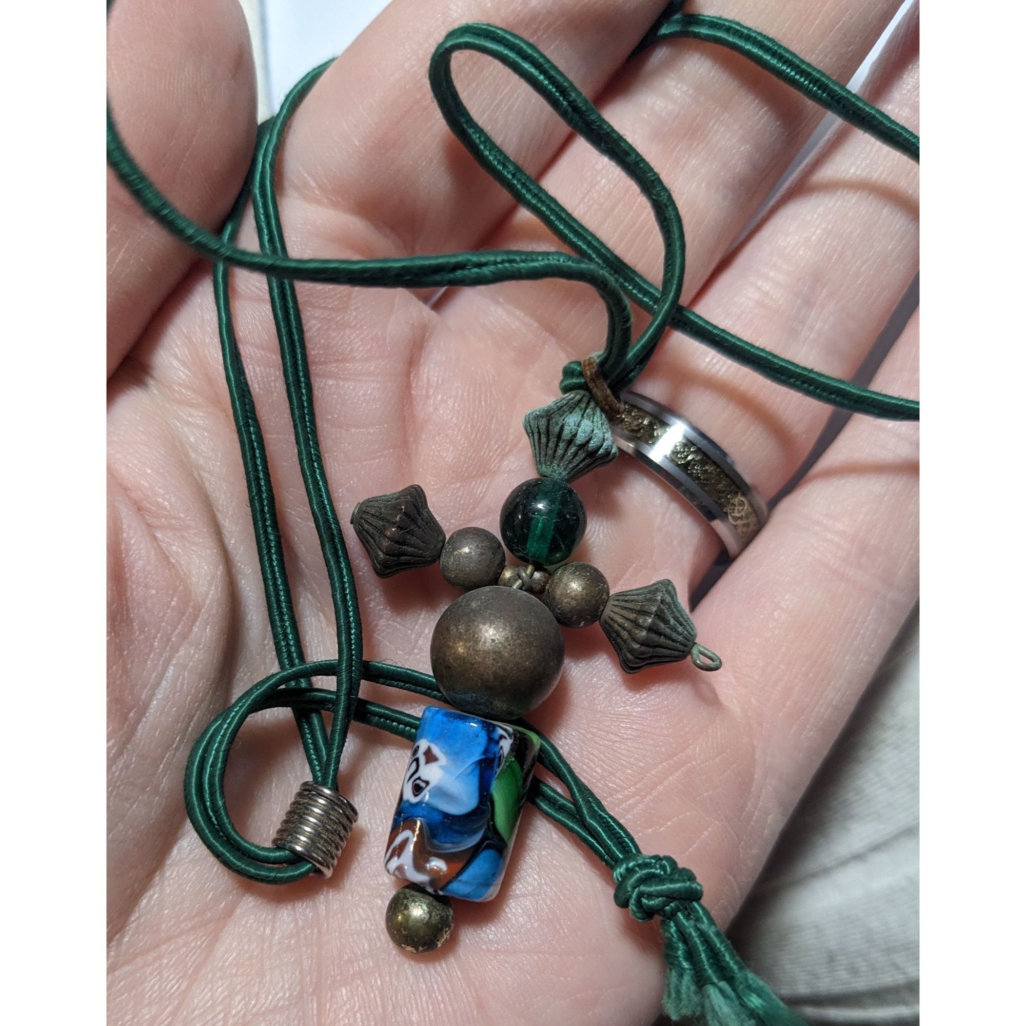 Other Vintage Brass And Glass Beaded Cross Necklace Size ONE SIZE - 10 Thumbnail