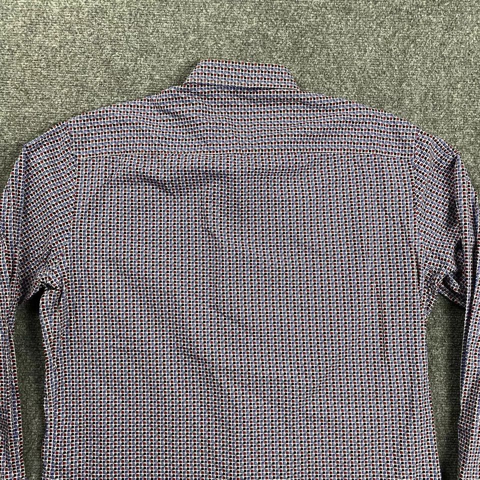 BUGATCHI Bugatchi Shirt Adults Large Geometric Shaped Fit Button Up Size US L / EU 52-54 / 3 - 5 Thumbnail