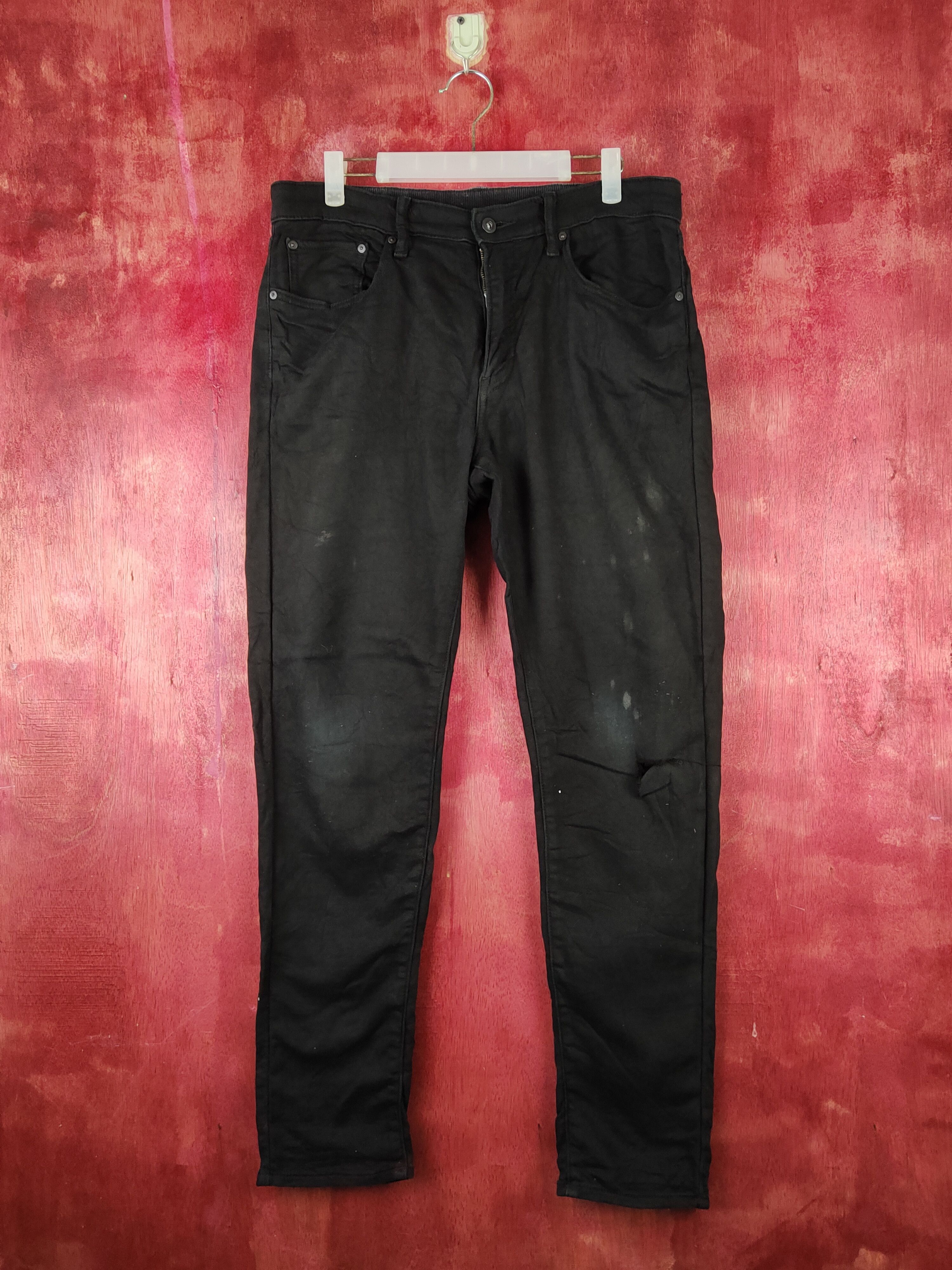 Japanese Brand Uniqlo Black ripped distressed Casual Pants #S2273 Size US 34 / EU 50 - 1 Thumbnail