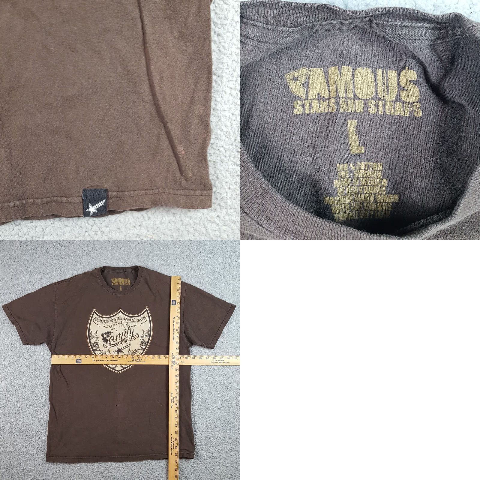 Vintage VINTAGE Famous Stars & Straps T-Shirt Shirt Men L Brown 00s Y2K Pop'n Bottles Logo Embroidered Short Sleeve Retro 2000s Fans Boys Mens Size US L / EU 52-54 / 3 - 8 Thumbnail