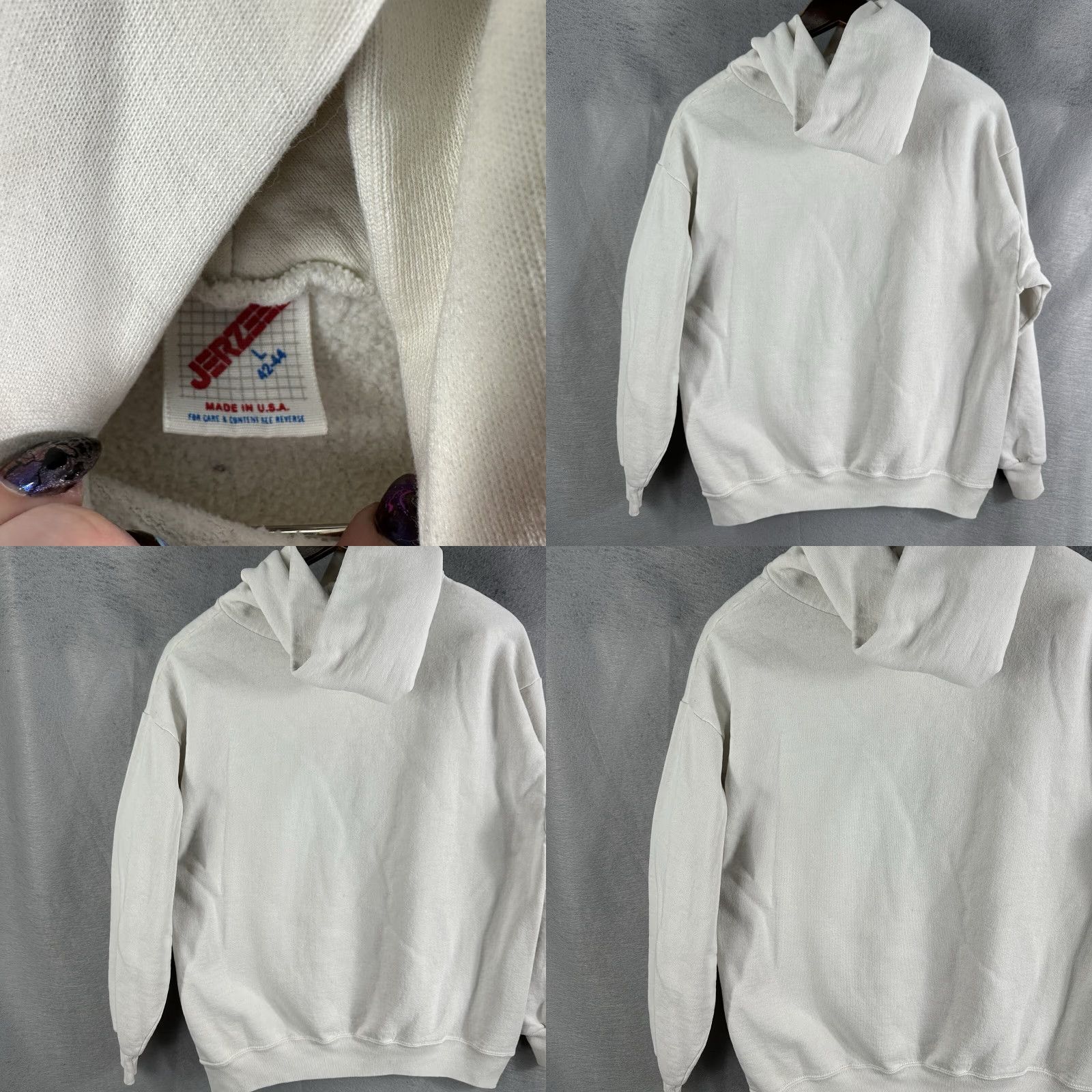 Jerzees VINTAGE Jerzees CHP Hoodie Mens Large Fleece Pullover Highway Patrol Training White Cotton Polyester Logo 90s Retro Sports USA Chest Patch Mens Hoodie Size US L / EU 52-54 / 3 - 8 Thumbnail