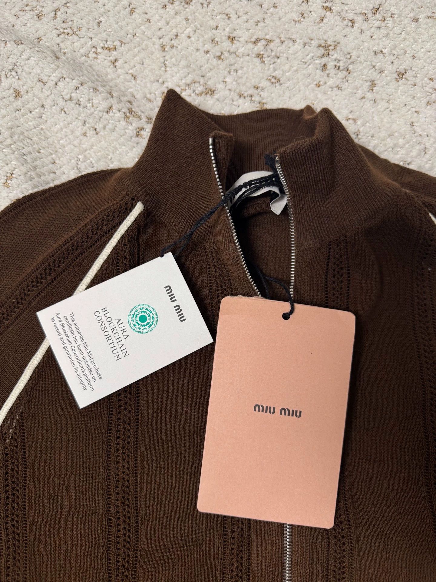 Miu Miu MIU MIU 25 Brown Cutout Zipper Jacket 38 Size XS / US 0-2 / IT 36-38 - 2 Thumbnail