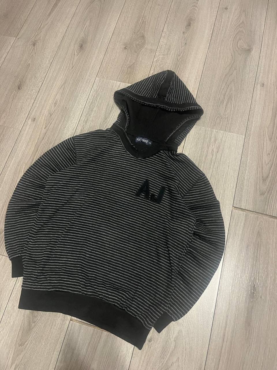 Armani armani jeans hoodie xl big logo grey striped Size US M / EU 48-50 / 2 - 2 Thumbnail