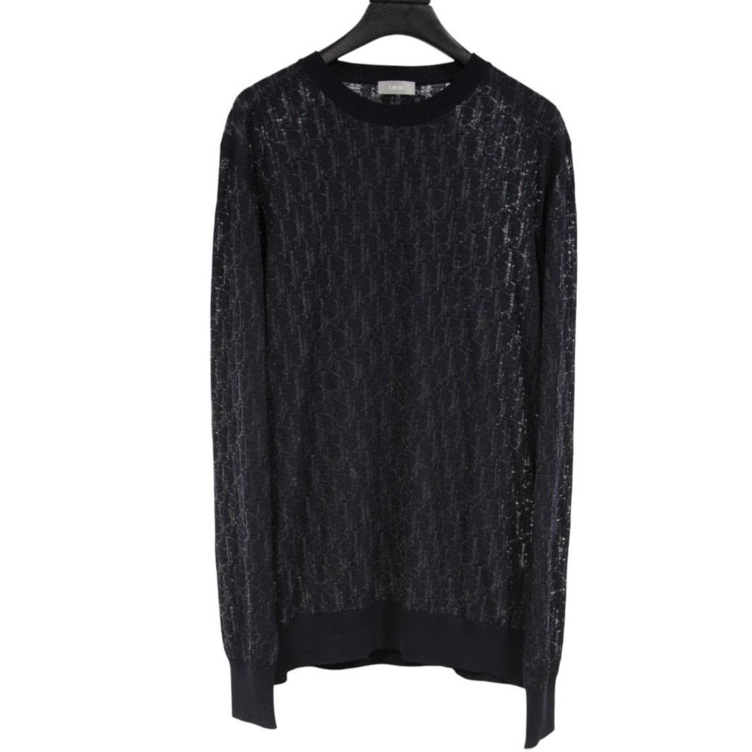 Dior Oblique Logo Sweater Blue Wool Blend Pullover Size US L / EU 52-54 / 3 - 1 Thumbnail