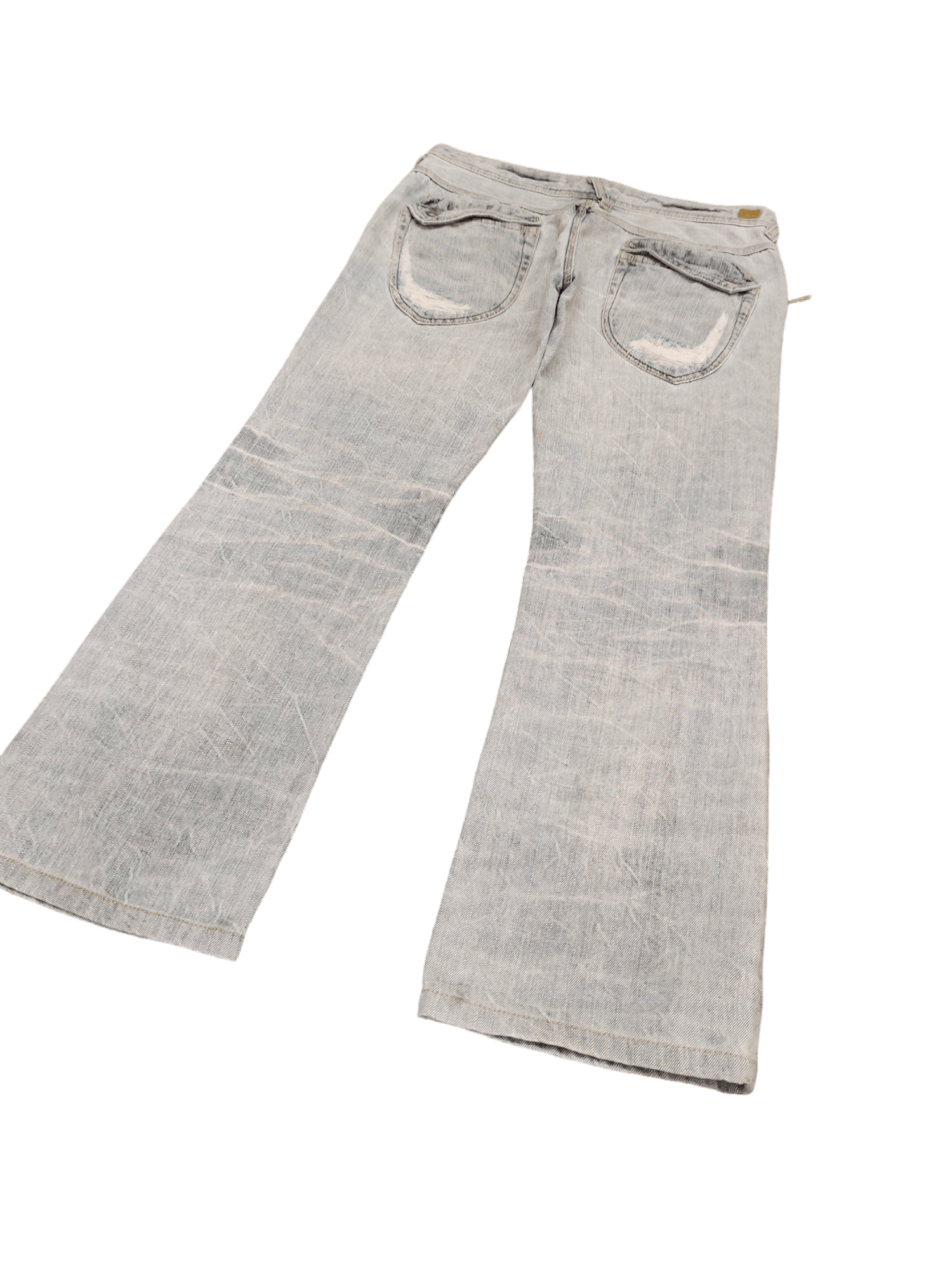 If Six Was Nine Flare Jeans Nicole Club Distress Faded Boot Cut Y2k Mudmax Size US 33 - 12 Thumbnail