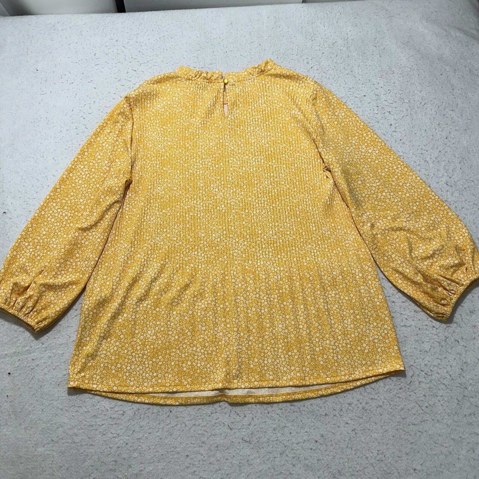 Adrianna Papell Adrianna Papell Medium Long Sleeve Yellow Floral Blouse Size M / US 6-8 / IT 42-44 - 10 Thumbnail