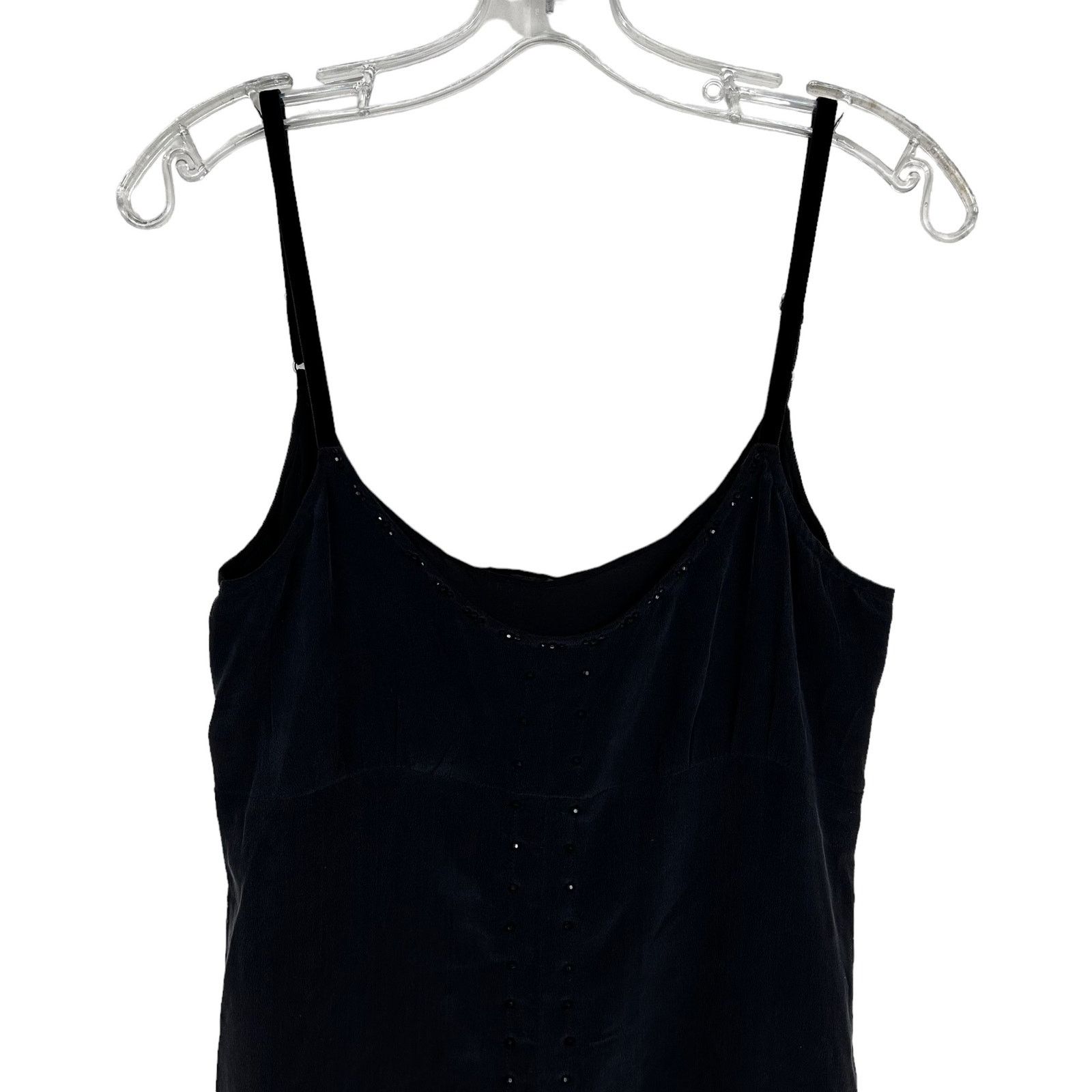 Theory Theory Black Silk Beaded Spaghetti Strap Dress Sz 4 Size S / US 4 / IT 40 - 4 Thumbnail