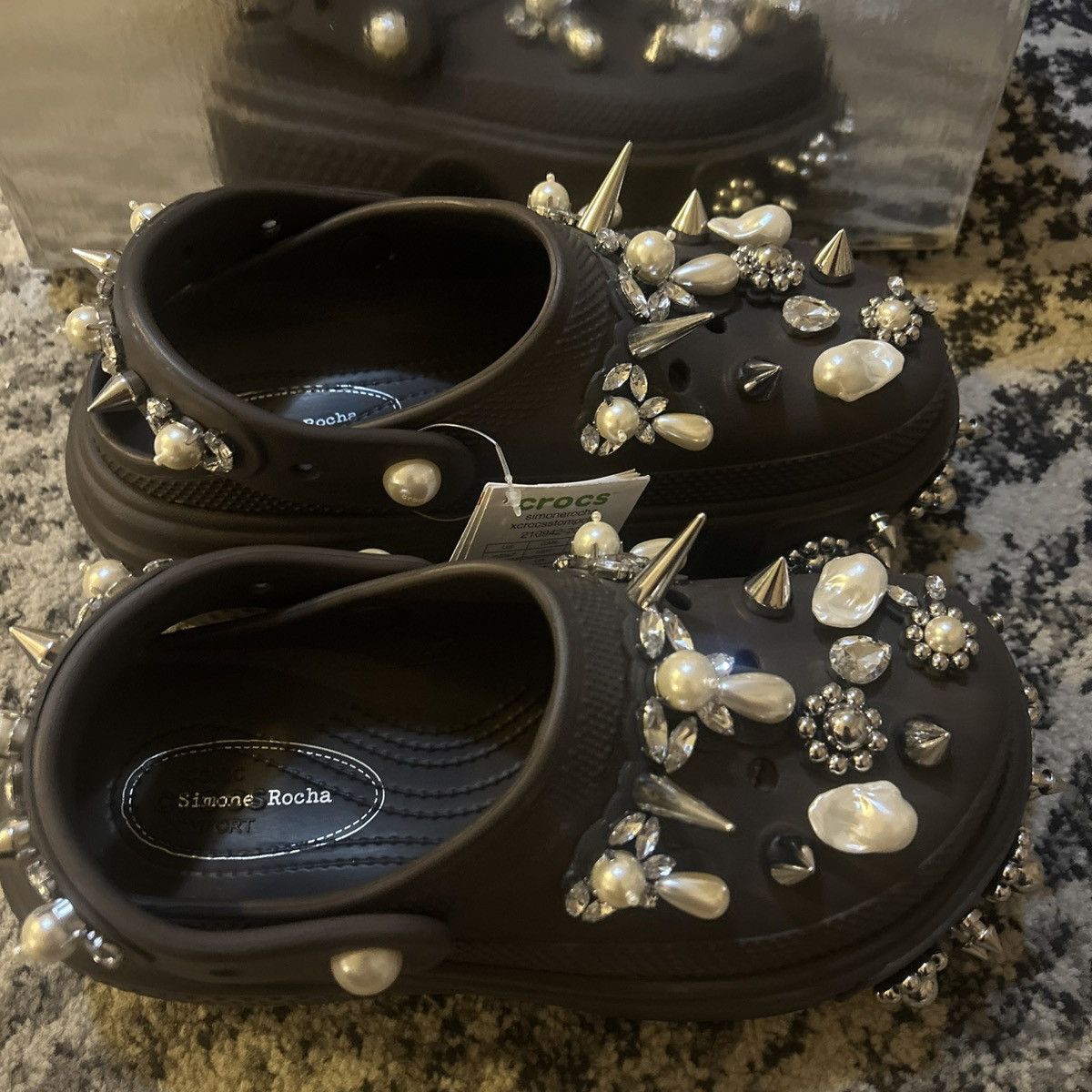 SIMONE ROCHA X CROCS Embellished Stomp Clogs Espresso
