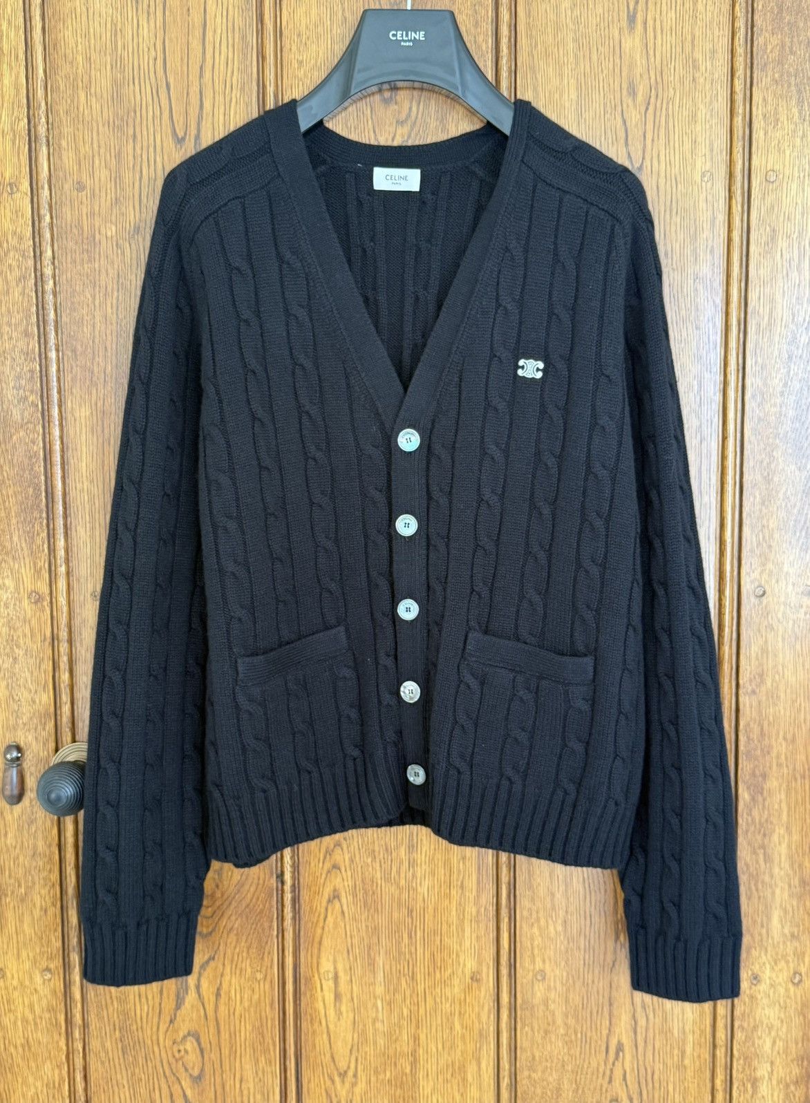 Celine $2.6k FW24 Celine logo triomphe cashmere cardigan Hedi XL Size US XL / EU 56 / 4 - 2 Thumbnail