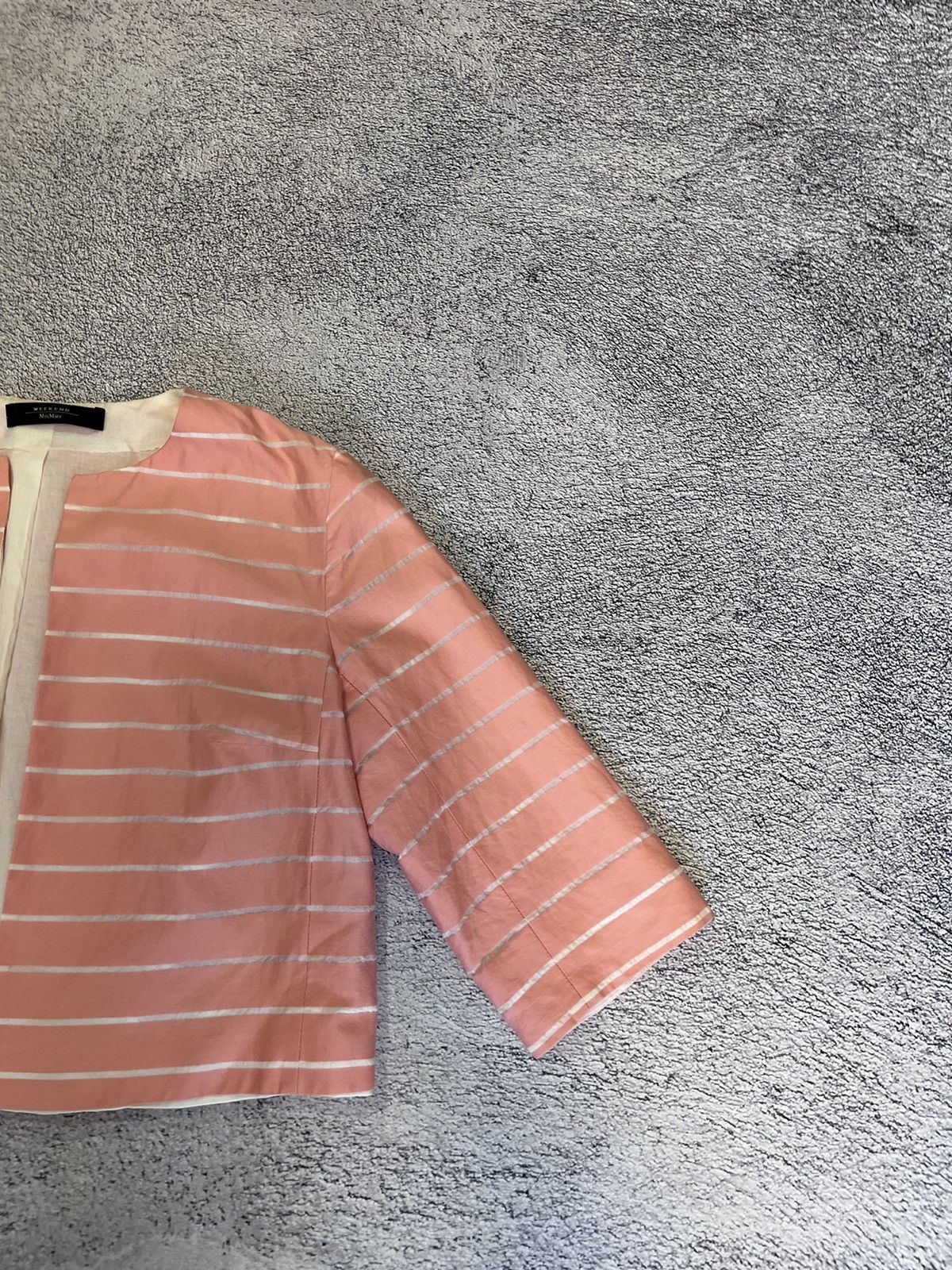 Weekend Max Mara Weekend Max Mara Pink Cropped Silk-Cotton Blazer Jacket 36 Size S / US 4 / IT 40 - 8 Thumbnail