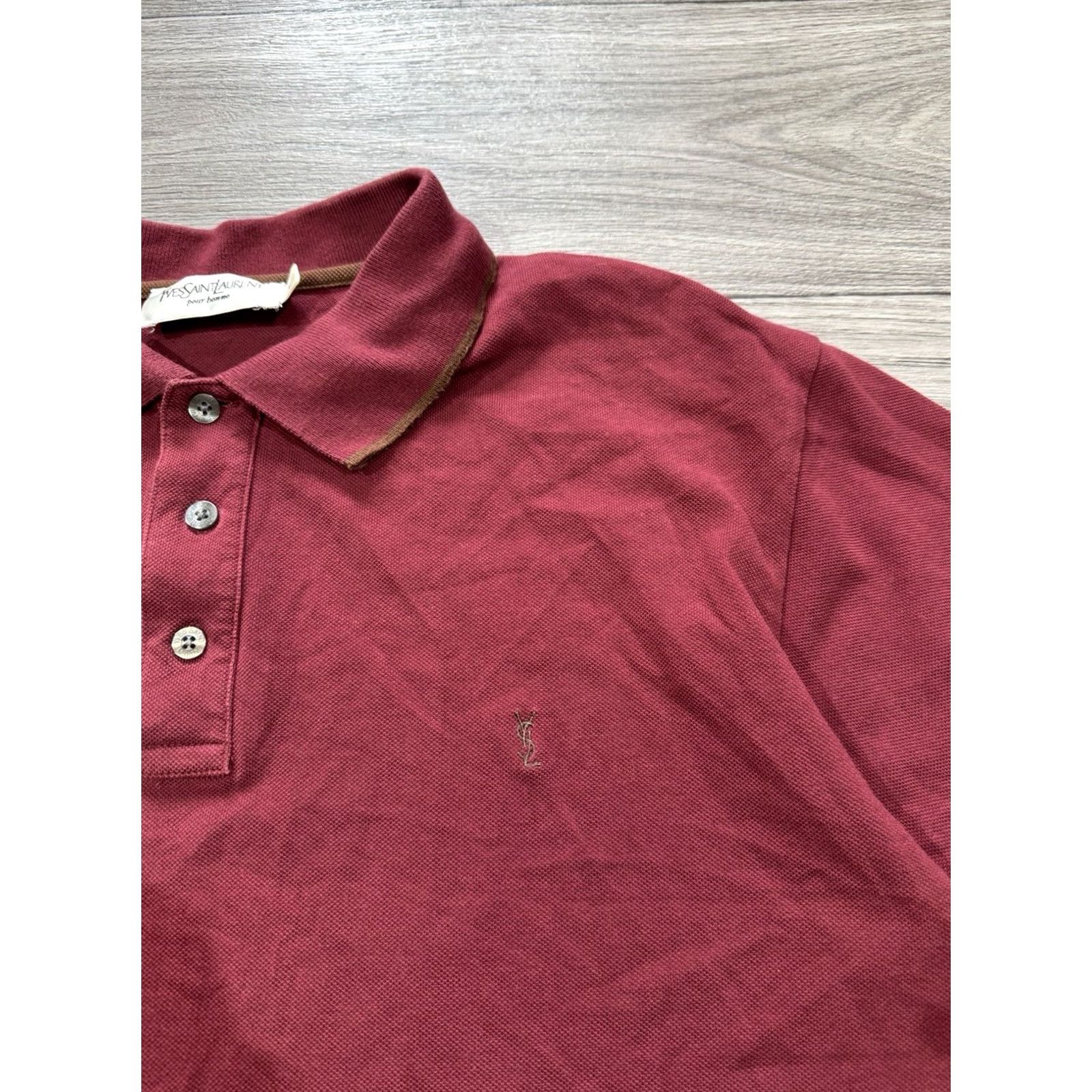 Vintage YSL Polo Shirt Short Sleeve Embroidered Small Logo Size L Burgundy Cotton Men Polo Shirt Short Sleeve Burgundy YSL Logo Polo Mens L Size US L / EU 52-54 / 3 - 5 Thumbnail