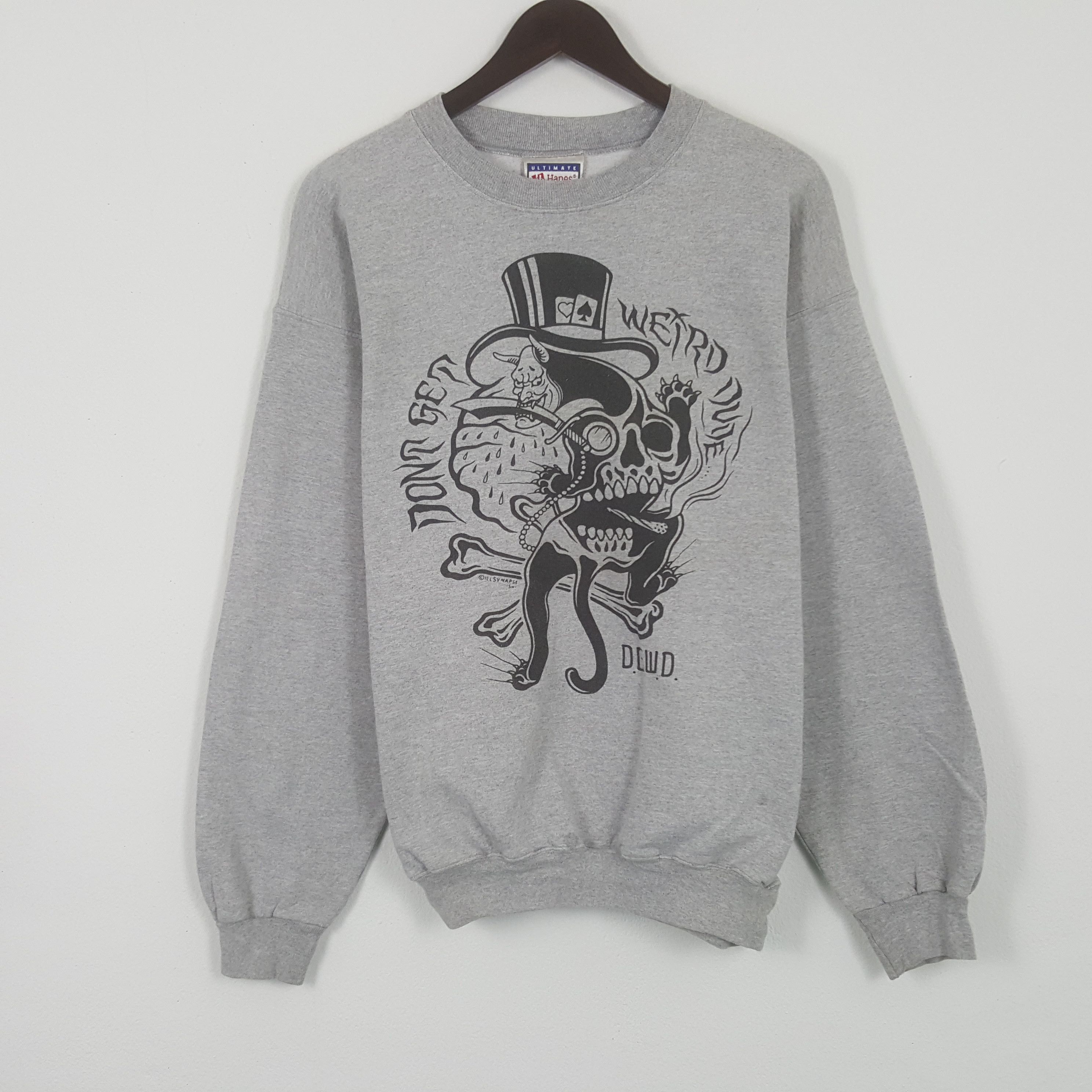 image of Hanes x Vintage Don't Get Weird Dude Sweatshirt in Grey, Men's (Size Large)