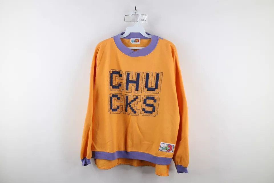 Converse × Vintage Vintage 80s 90s Converse Block Chucks Sweatshirt Orange Size XL / US 12-14 / IT 48-50 - 1 Thumbnail