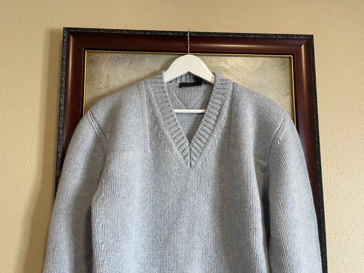 Prada Prada Mens Runway Sapphire Blue V-Neck Sweater Size US S / EU 44-46 / 1 - 5 Thumbnail