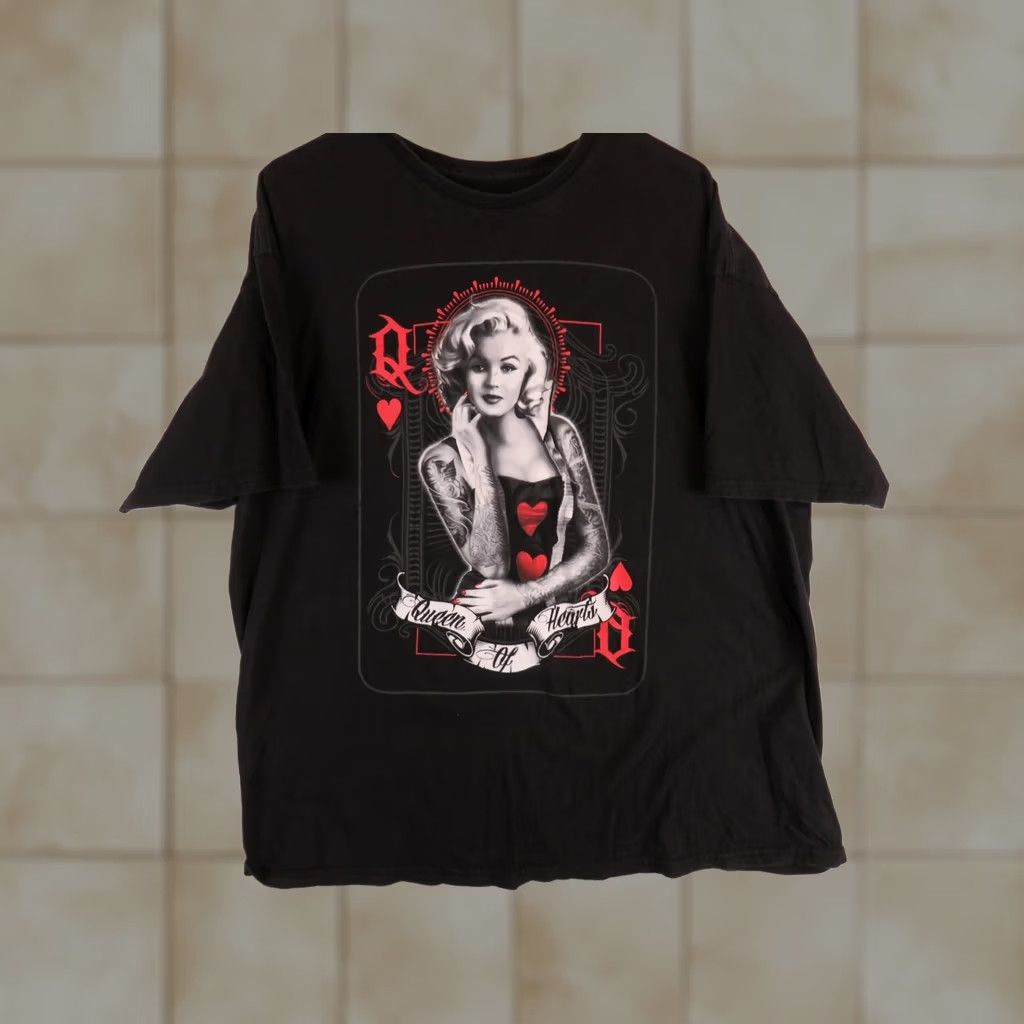 Vintage Fifth Sun Marilyn Monroe Queen Of Hearts Tshirt Black 2XL Short Sleeve Mens Size US XXL / EU 58 / 5 - 1 Thumbnail
